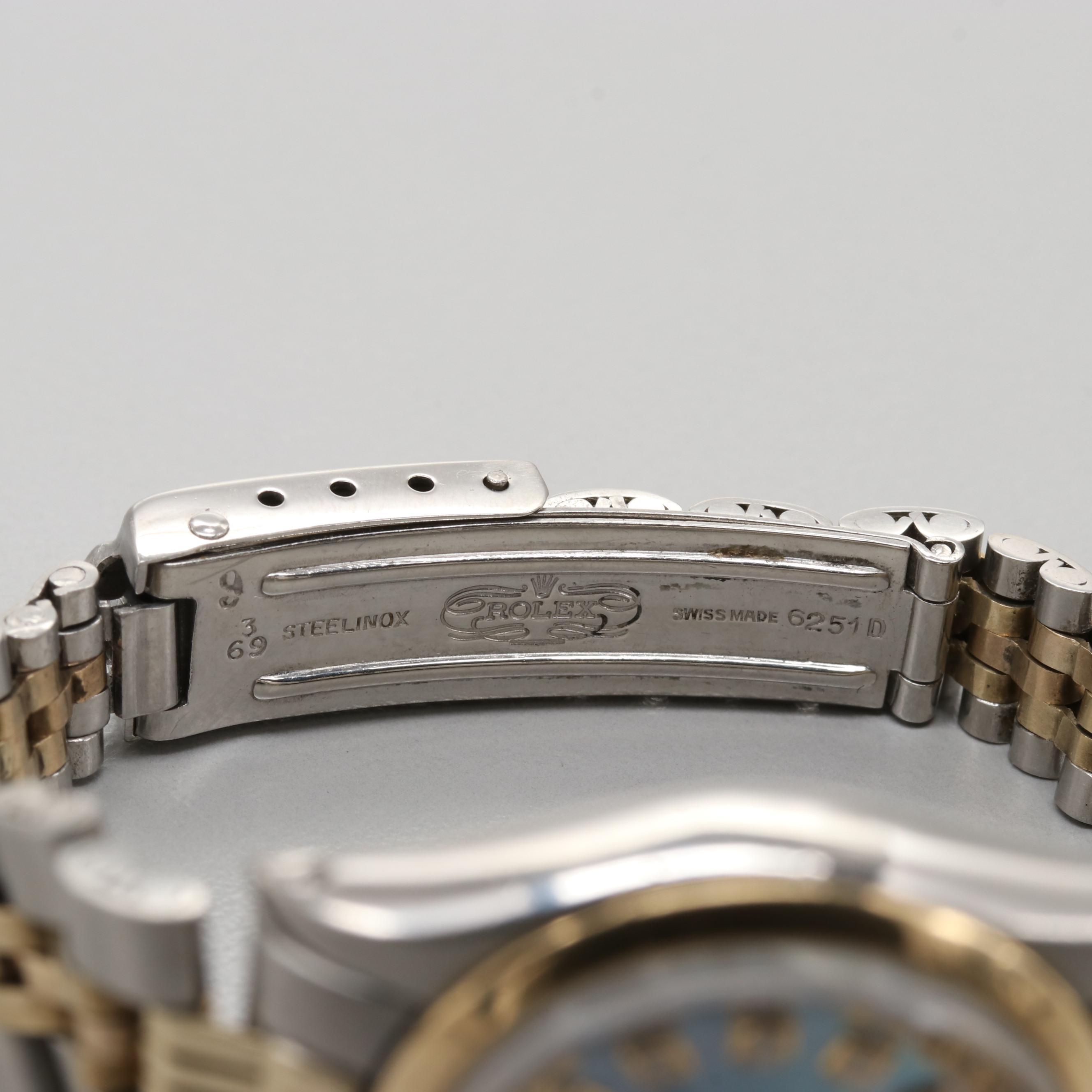 Rolex Datejust Two-Tone Black Mother of Pearl and Diamond Watch, 1969