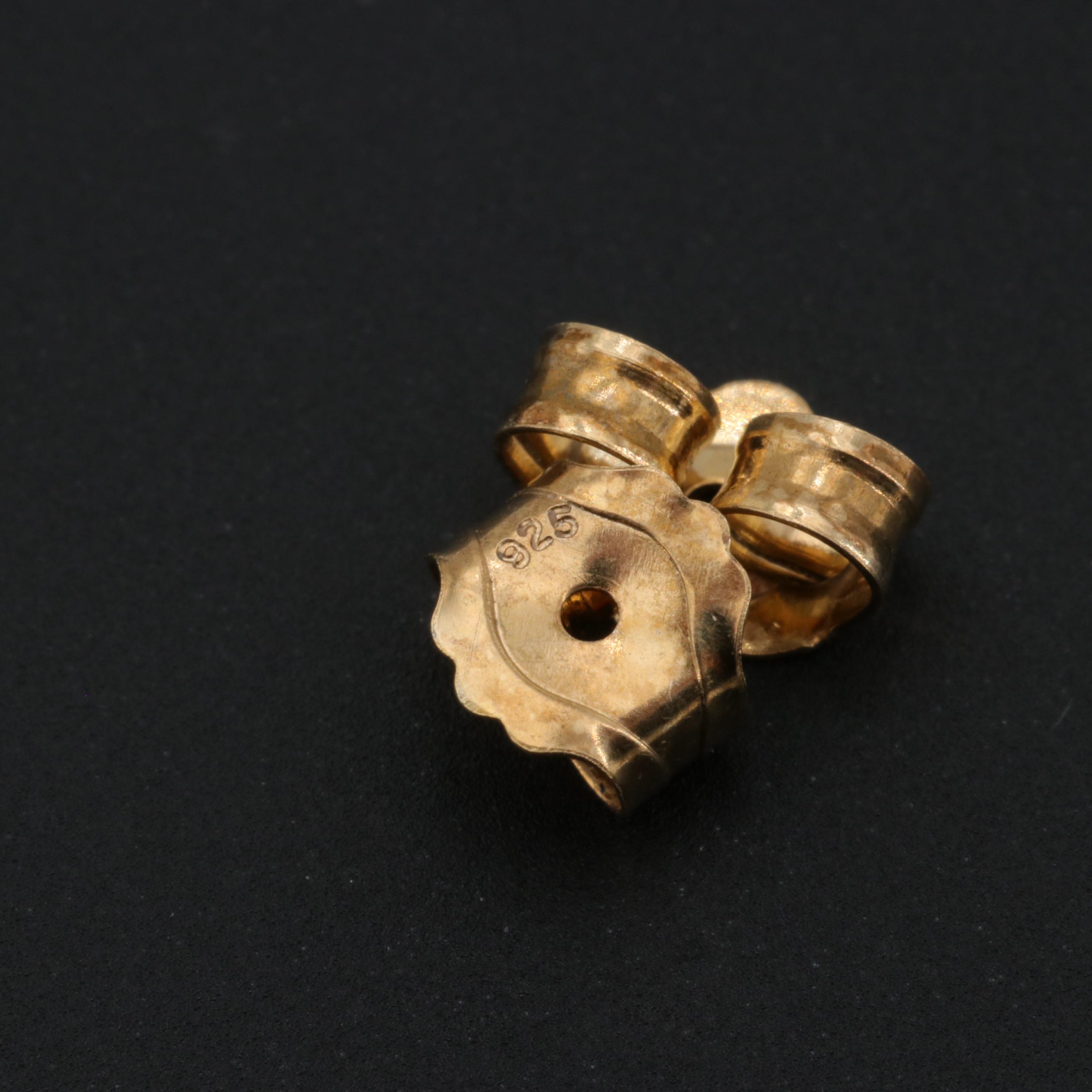Gold Wash on Sterling Silver Diamond Stud Earrings