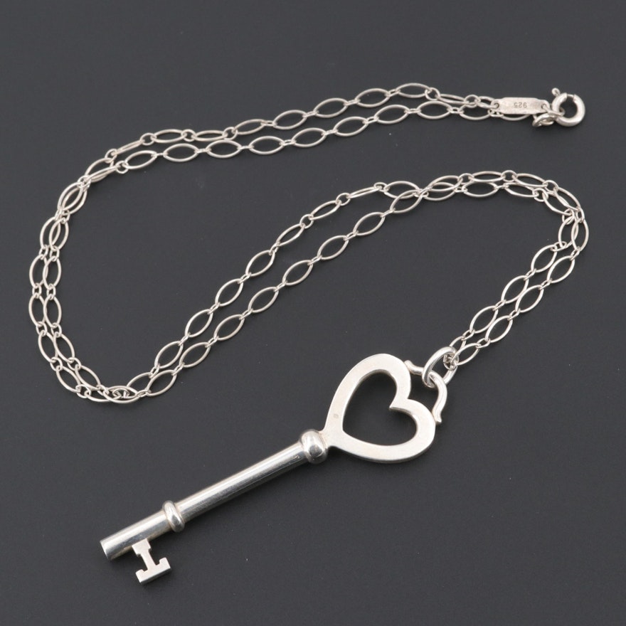 Tiffany & Co. "Heart Key" Charm Necklace