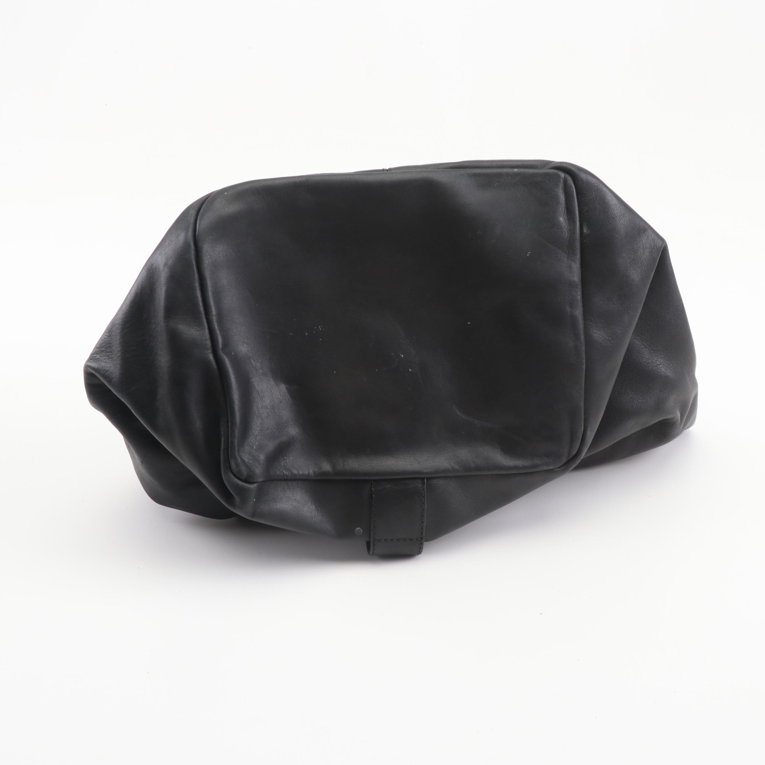 Women's Joan & David Black Leather Shoulder Bag, Made in Italy