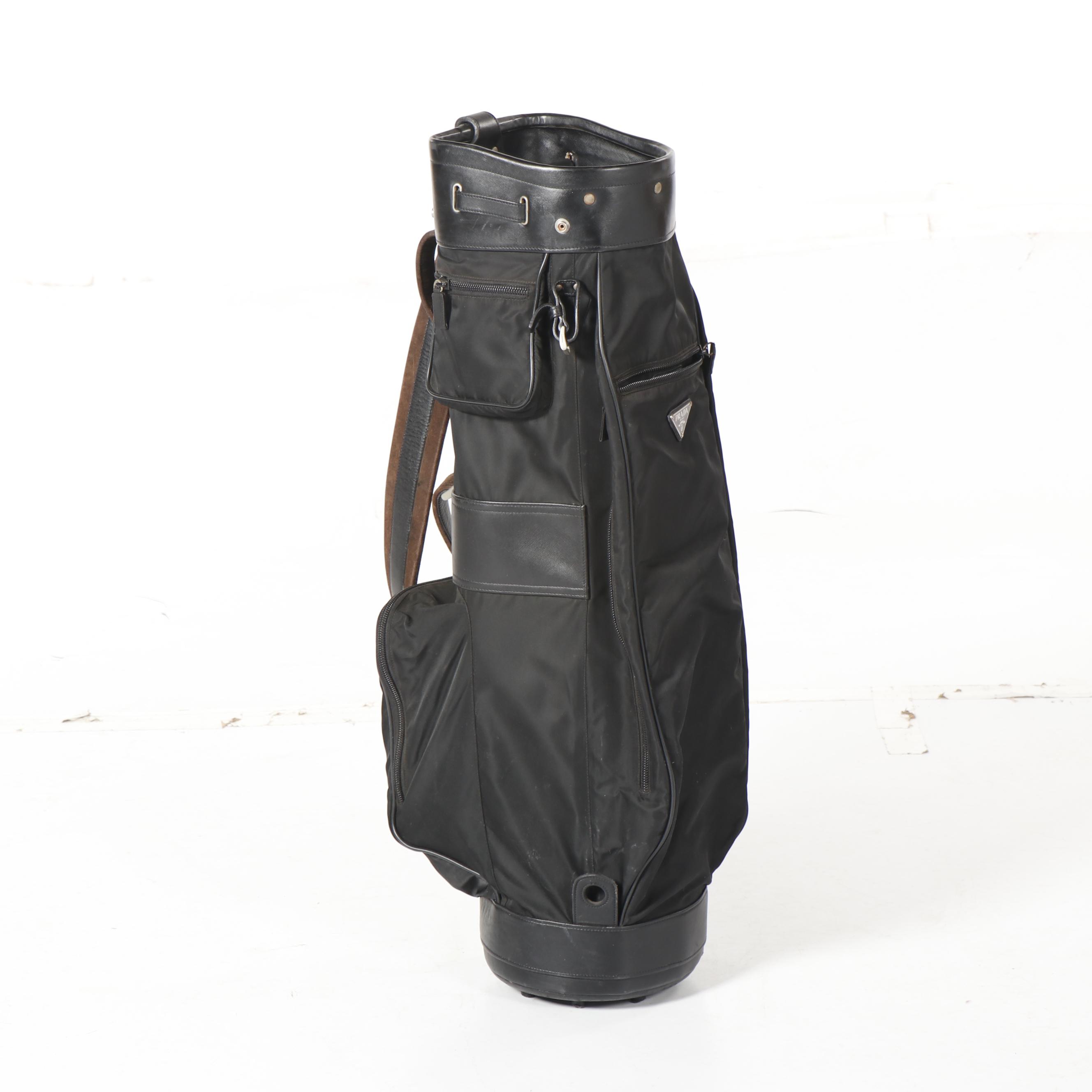 Prada Black Nylon and Saffiano Leather Golf Bag, 1998