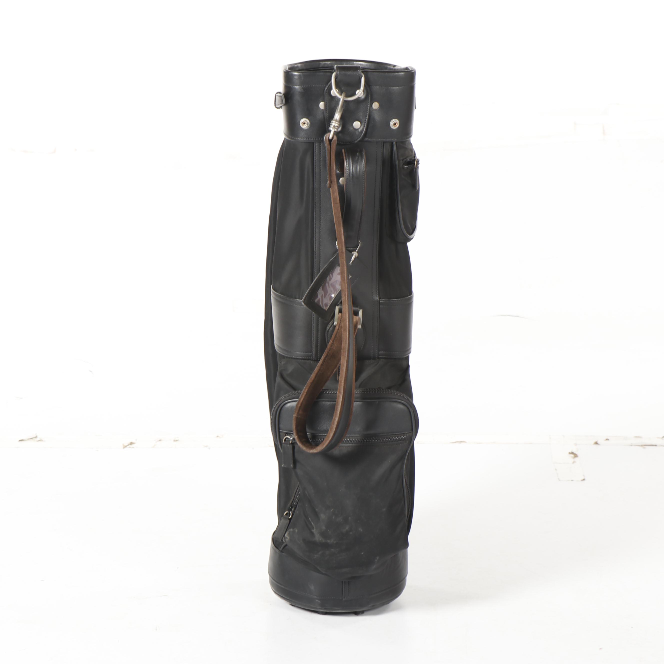 Prada Black Nylon and Saffiano Leather Golf Bag, 1998