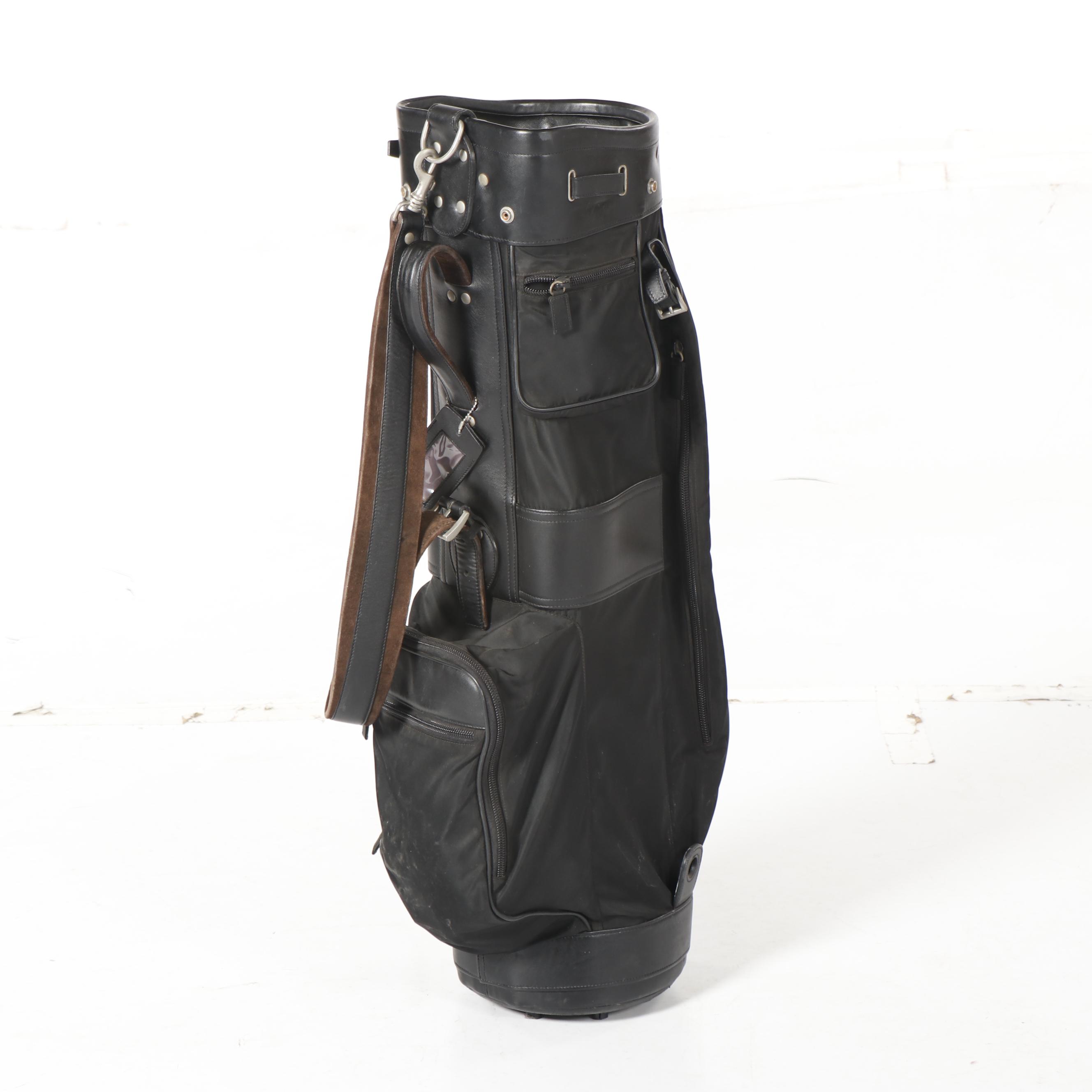 Prada Black Nylon and Saffiano Leather Golf Bag, 1998