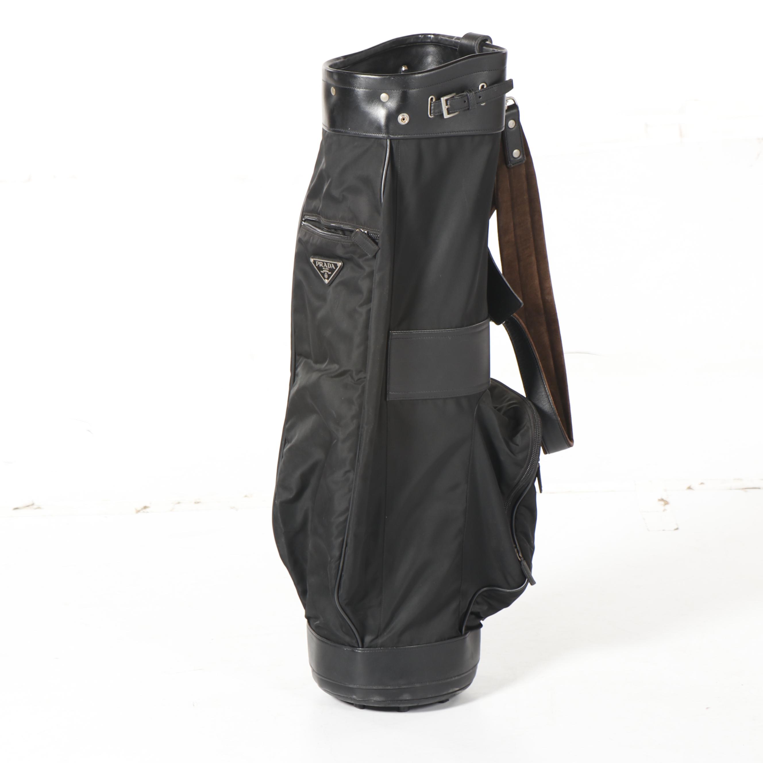 Prada Black Nylon and Saffiano Leather Golf Bag, 1998