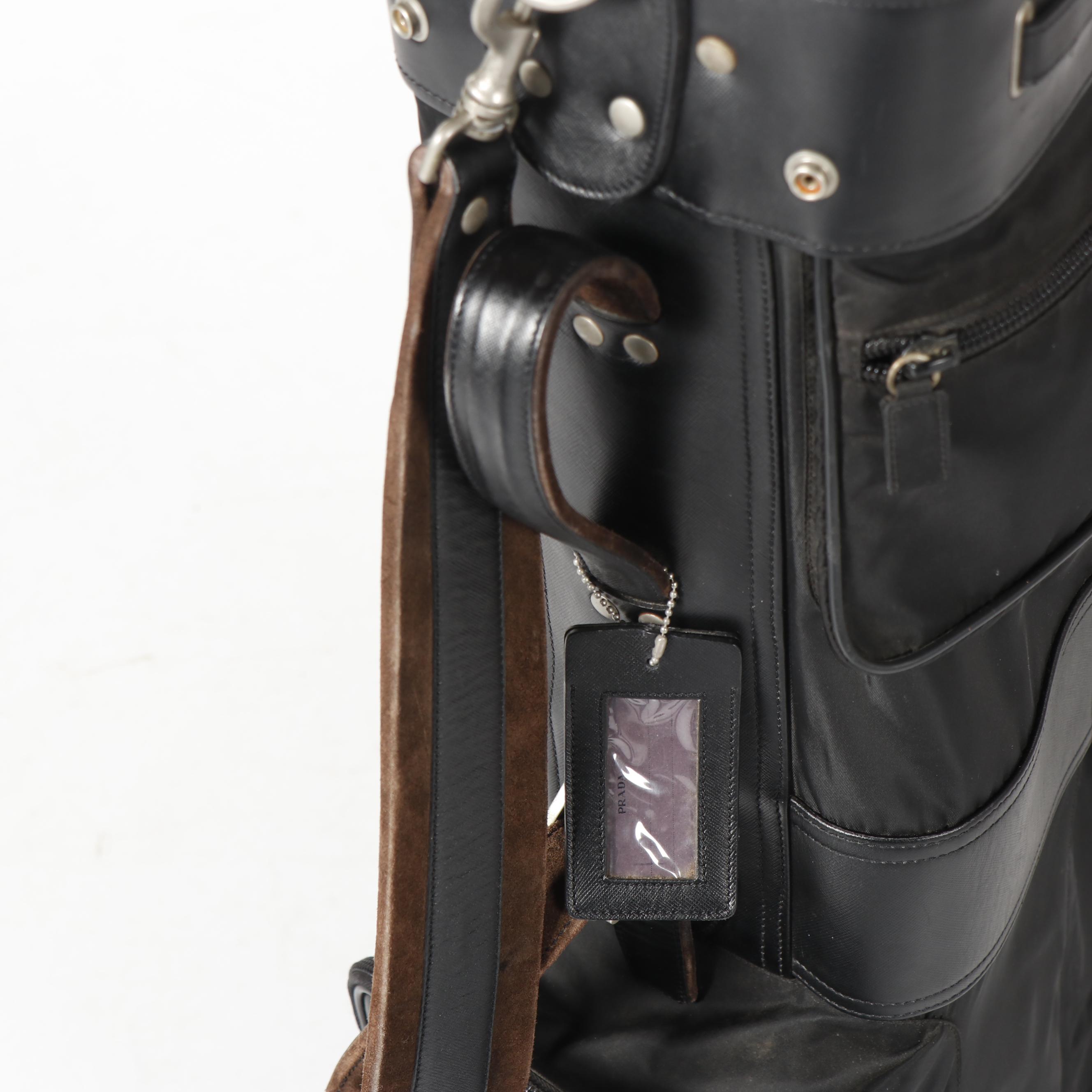 Prada Black Nylon and Saffiano Leather Golf Bag, 1998