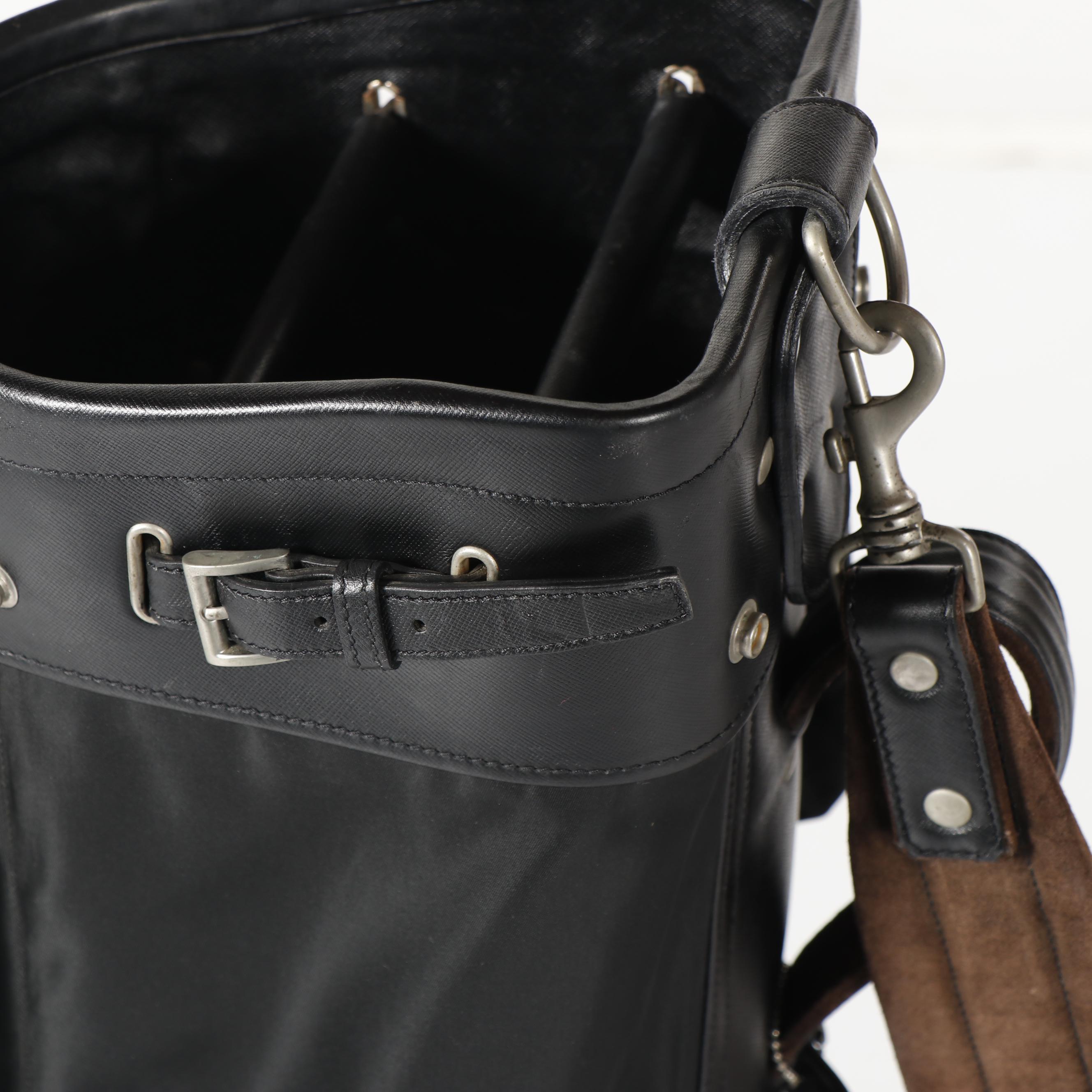 Prada Black Nylon and Saffiano Leather Golf Bag, 1998