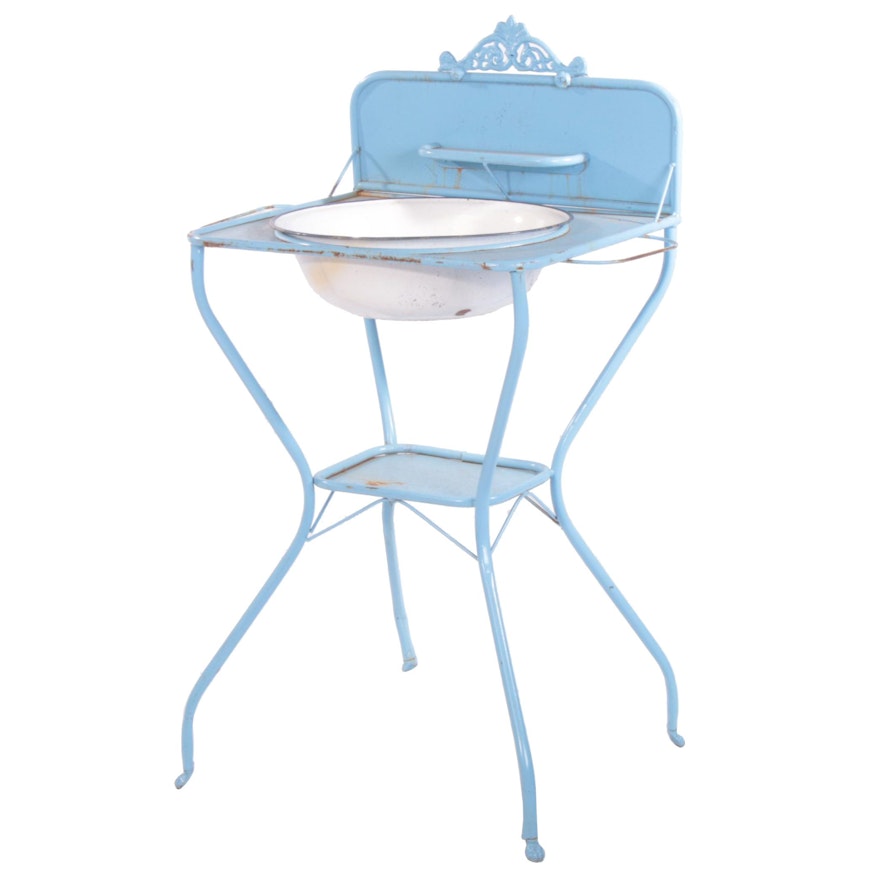 French Provincial Style "Estate" Enameled Metal Wash Stand