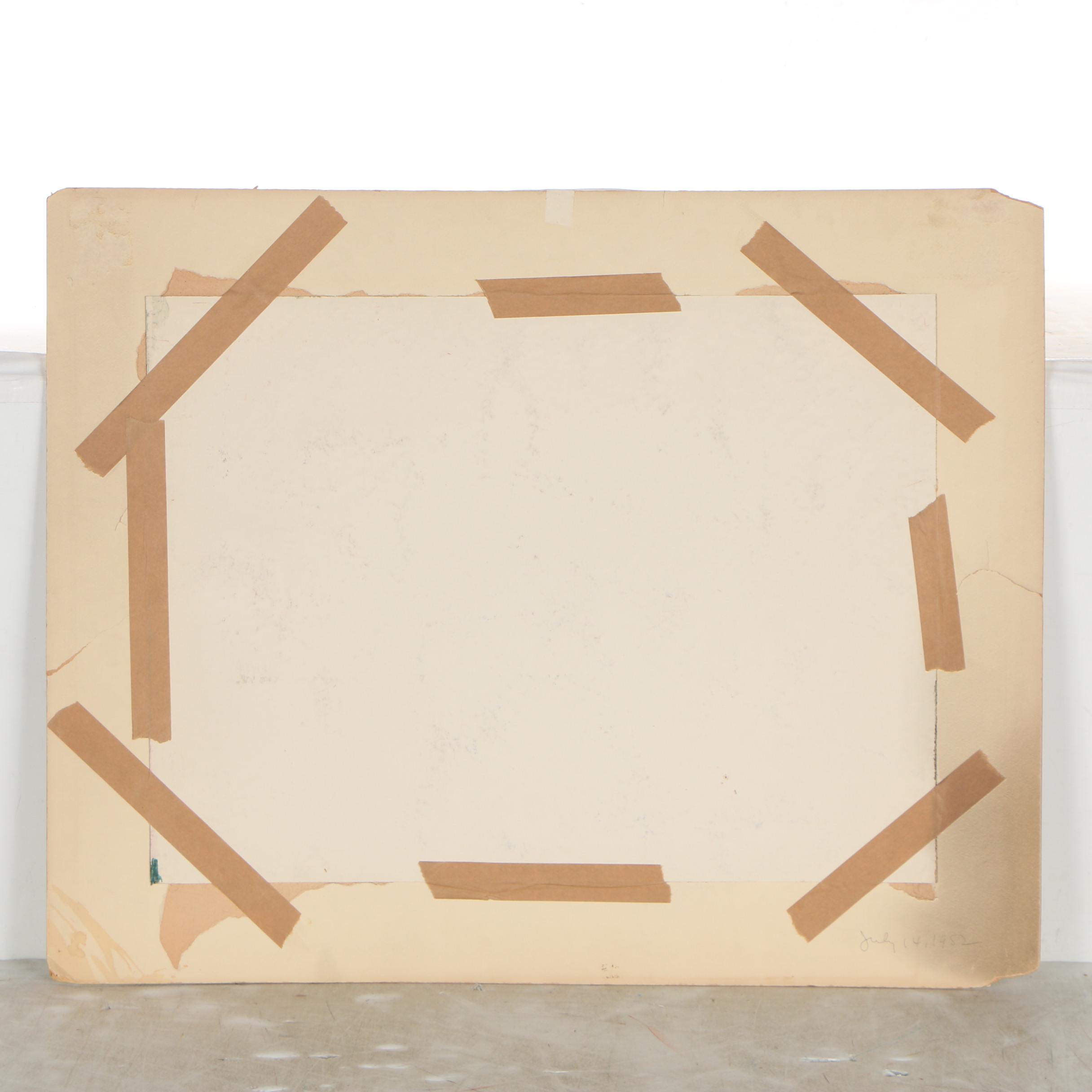 Esther Phillips 1950s Watercolor Folk Art Painting of Still Life