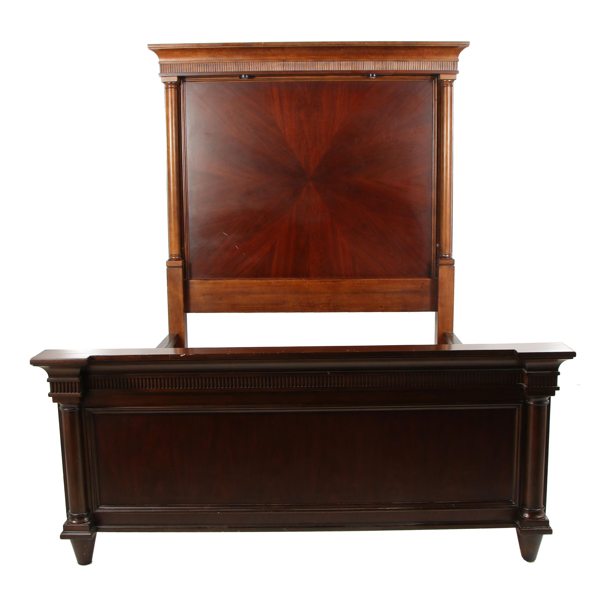 "Opus XIX" Walnut and Mahogany King Size Illuminated Bed Frame, Late 20th Cent.