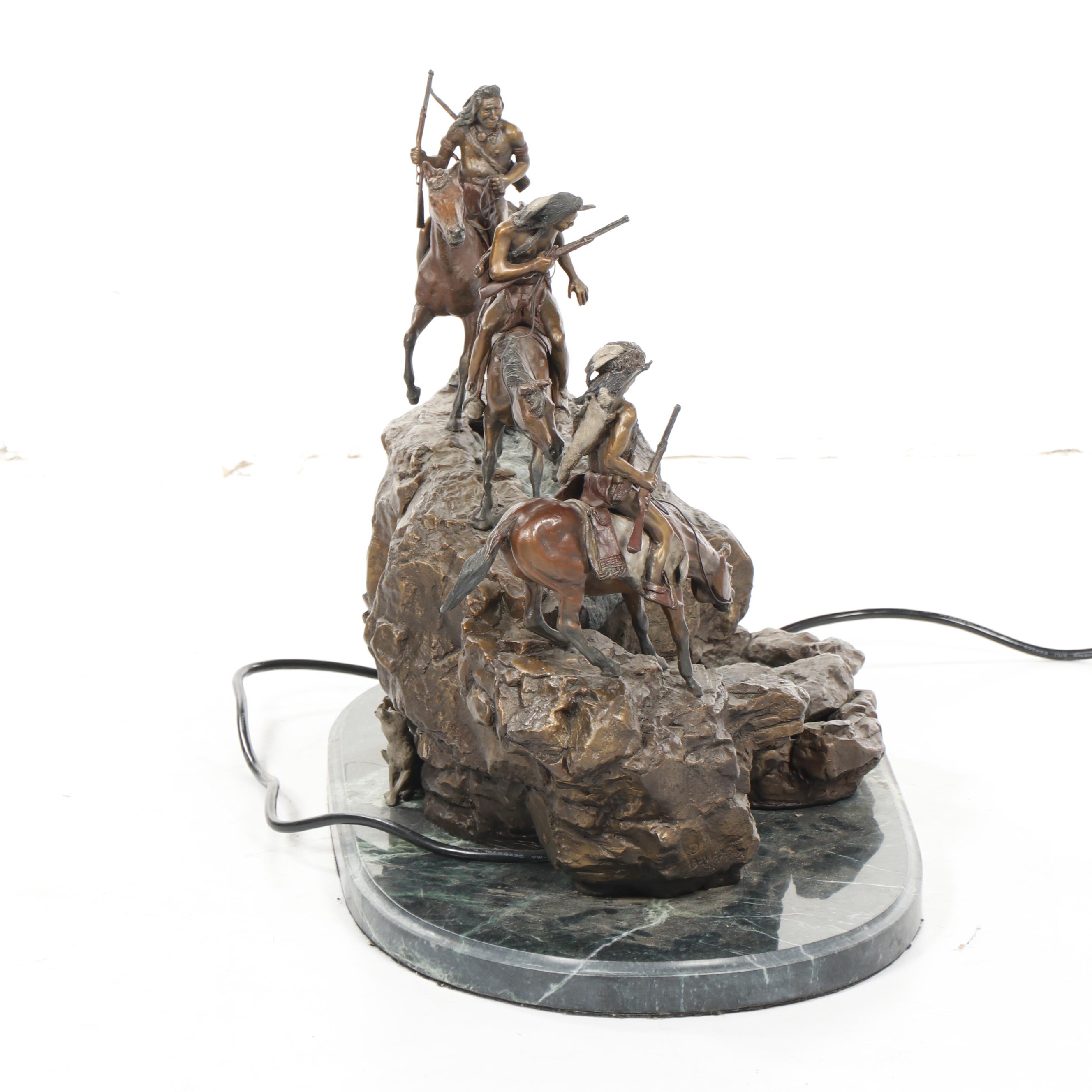 Bronze Fountain Sculpture after Charles M. Russell "Indian Scouting Party"