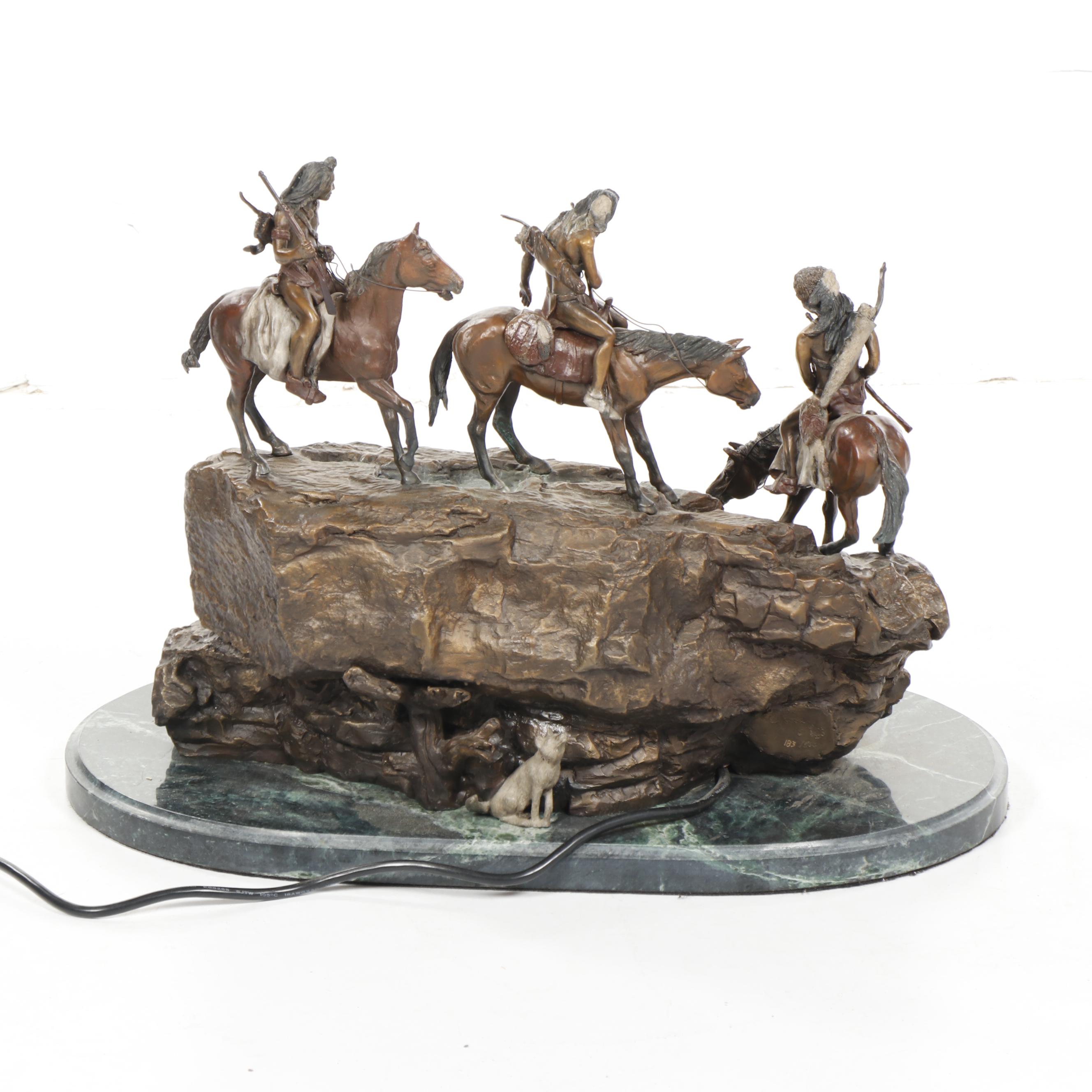 Bronze Fountain Sculpture after Charles M. Russell "Indian Scouting Party"