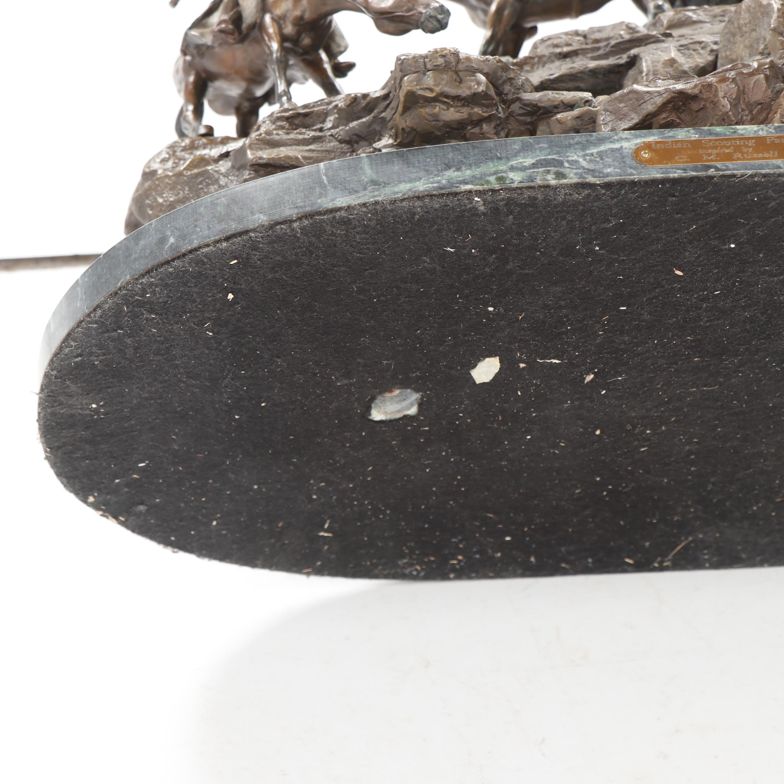 Bronze Fountain Sculpture after Charles M. Russell "Indian Scouting Party"