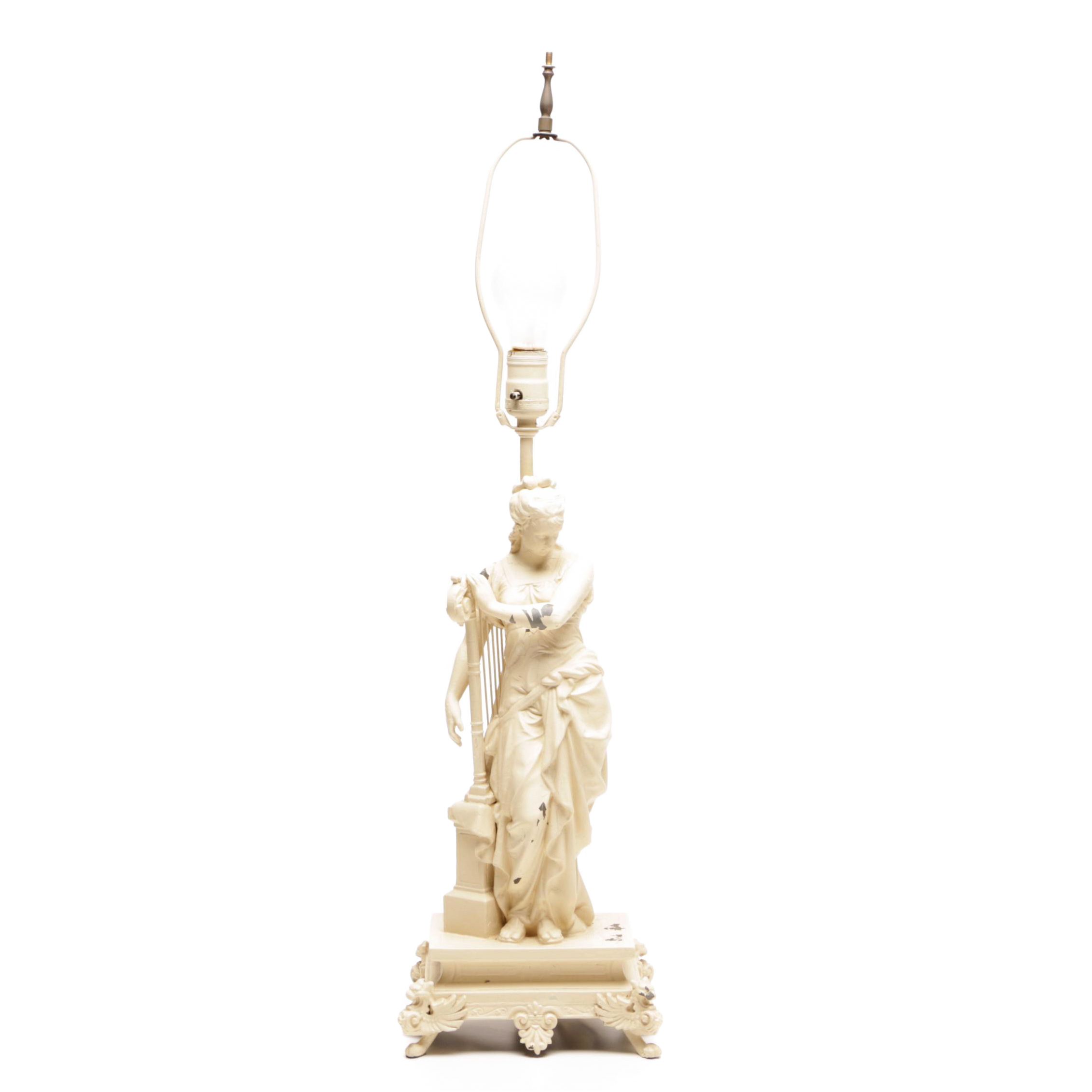 Classical Figural Painted Spelter Table Lamp
