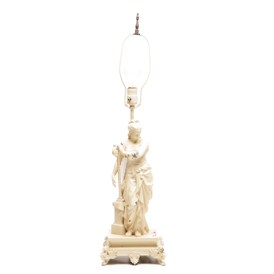 Classical Figural Painted Spelter Table Lamp