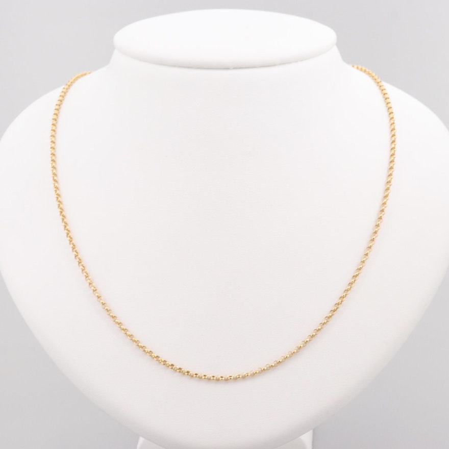 18K Yellow Gold Rolo Chain Necklace