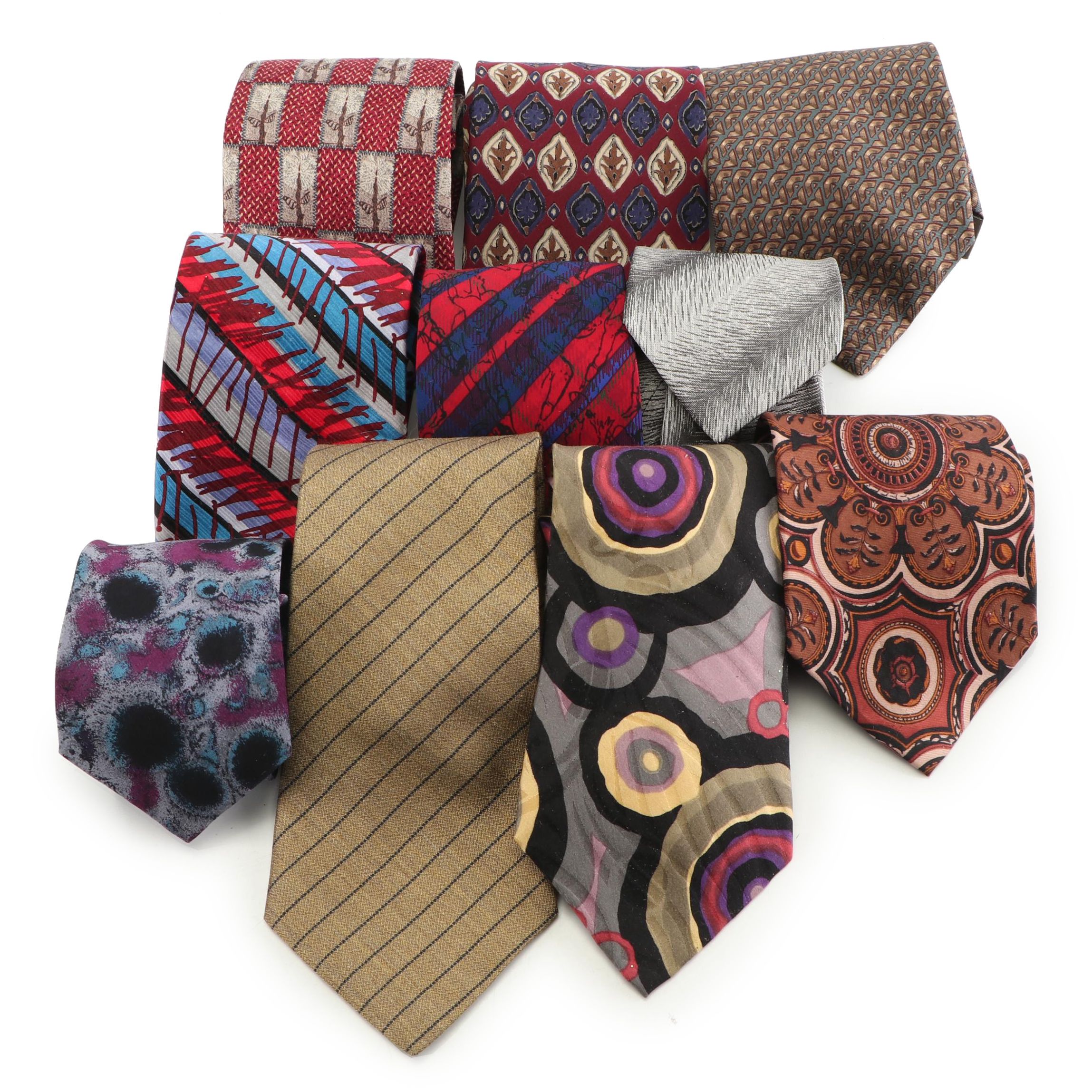 Silk Neckties Including Brioni, Ermenegildo Zegna and Calvin Klein, Vintage