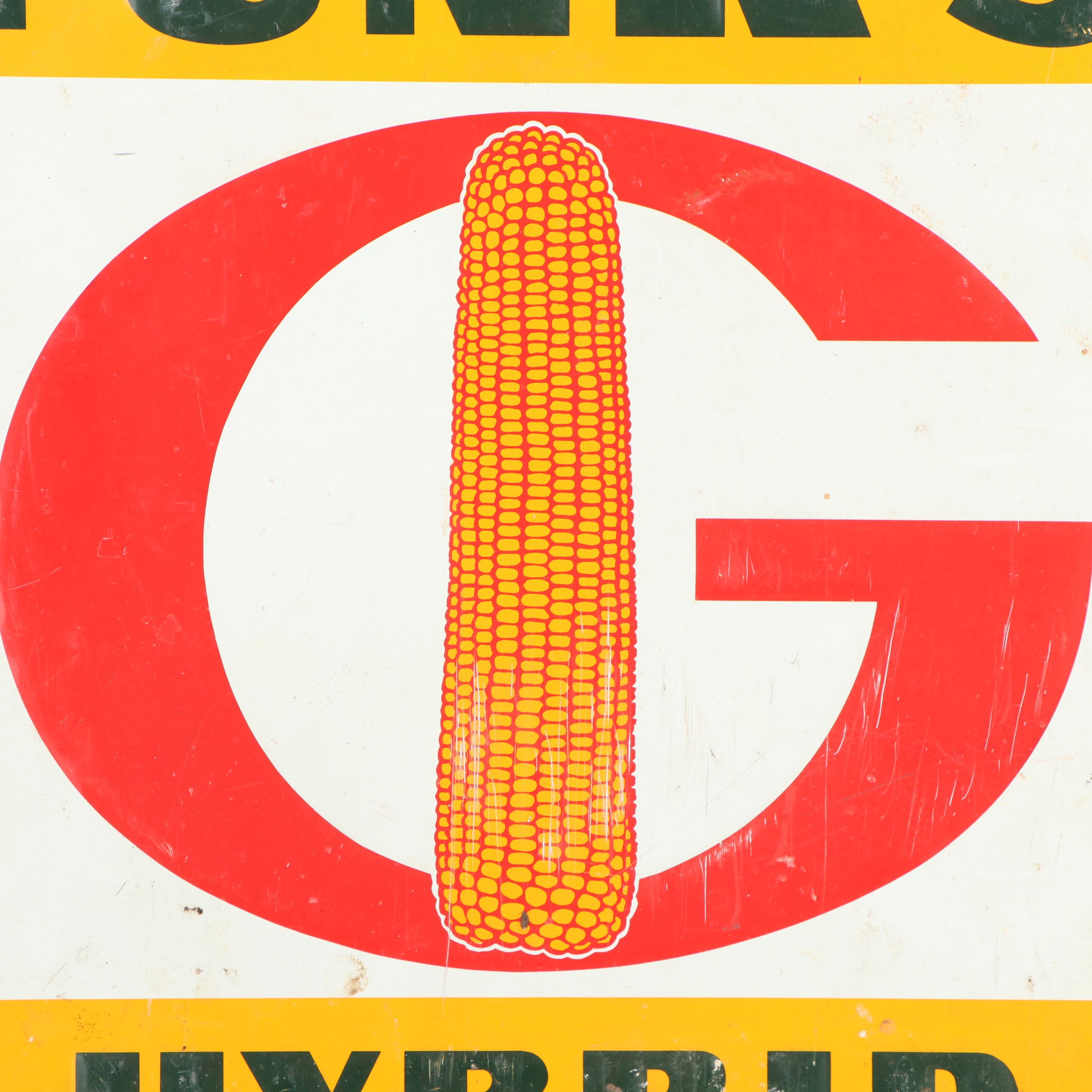 Vintage Metal Sign "Funk's G Hybrid Corn Dealer"