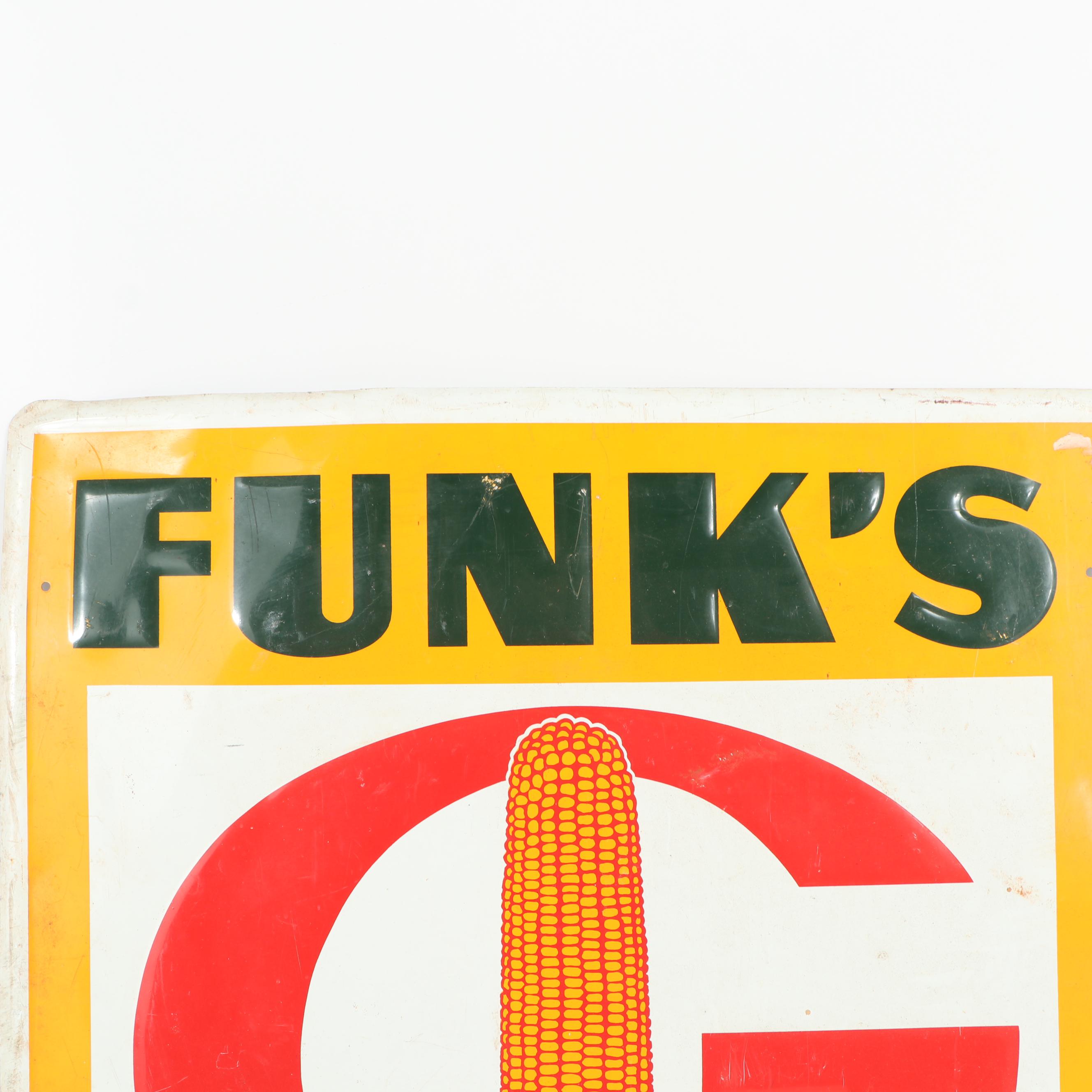 Vintage Metal Sign "Funk's G Hybrid Corn Dealer"