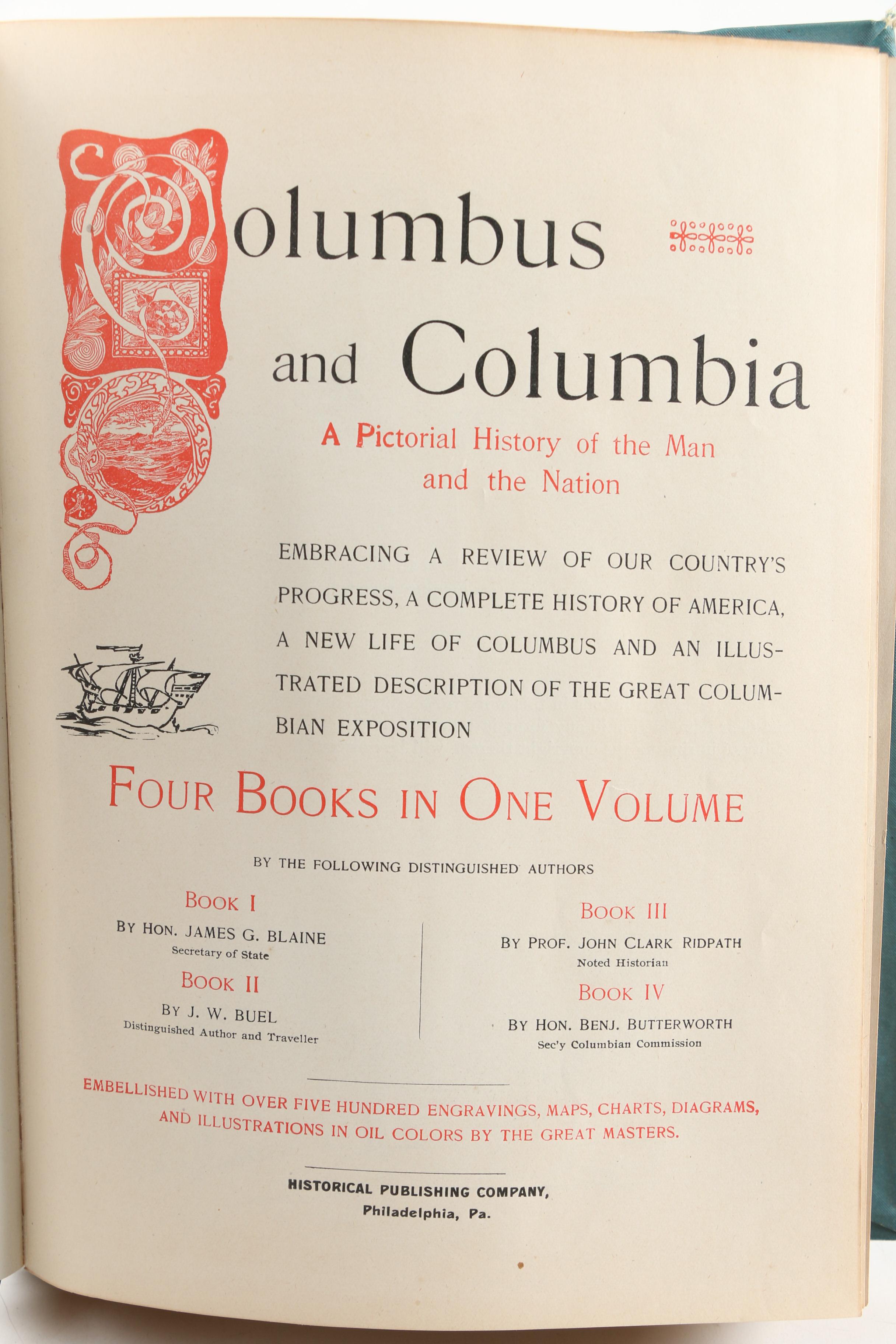 1892 Illustrated "Columbus and Columbia"