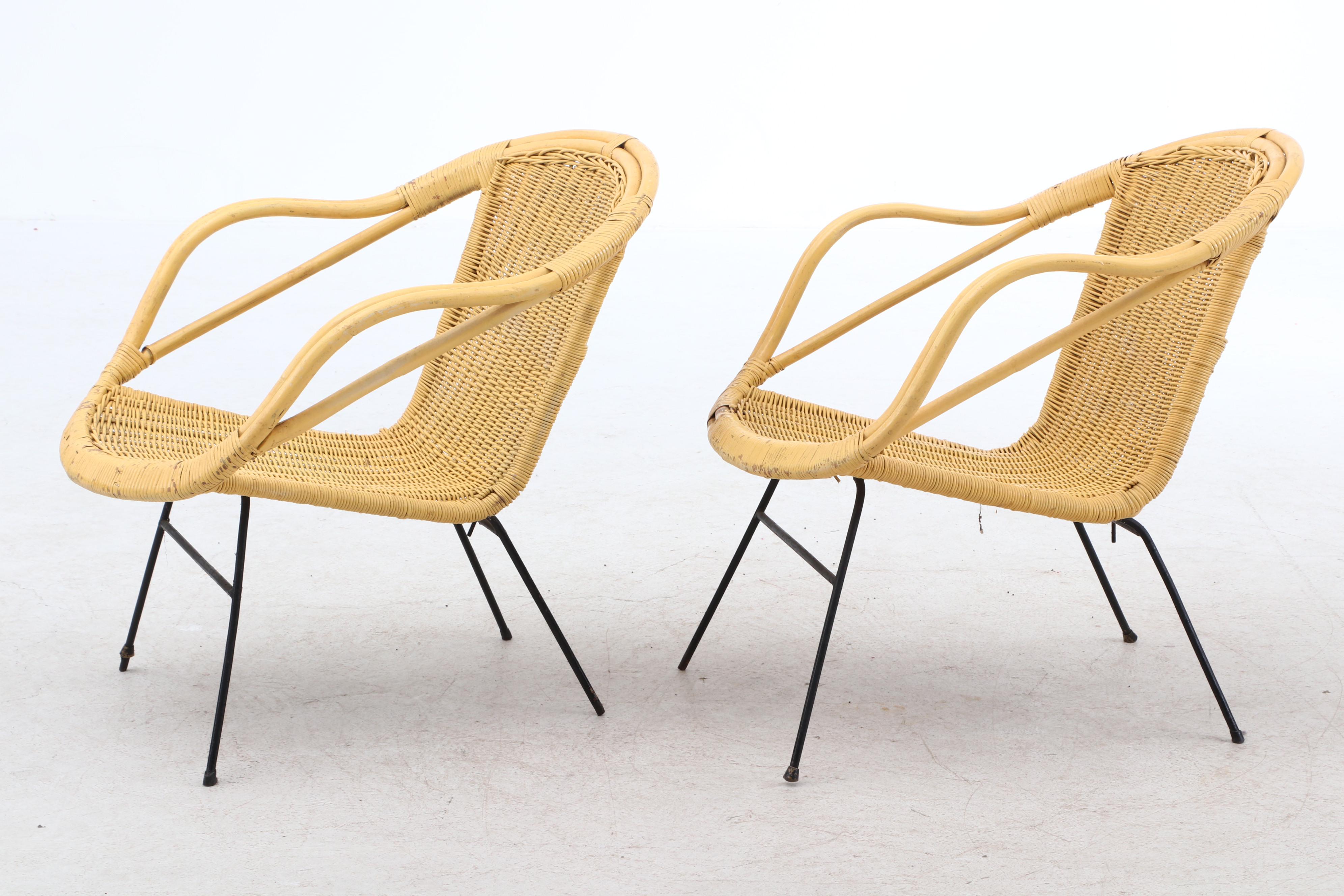Two Yellow Wicker Chairs | EBTH