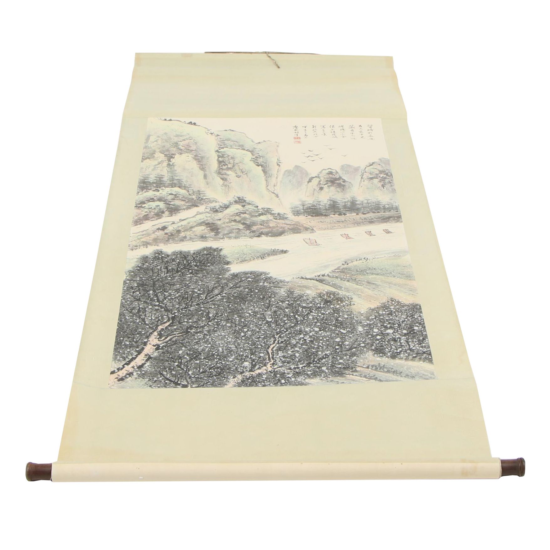 Li Xiongcai Watercolor Hanging Scroll of a Landscape