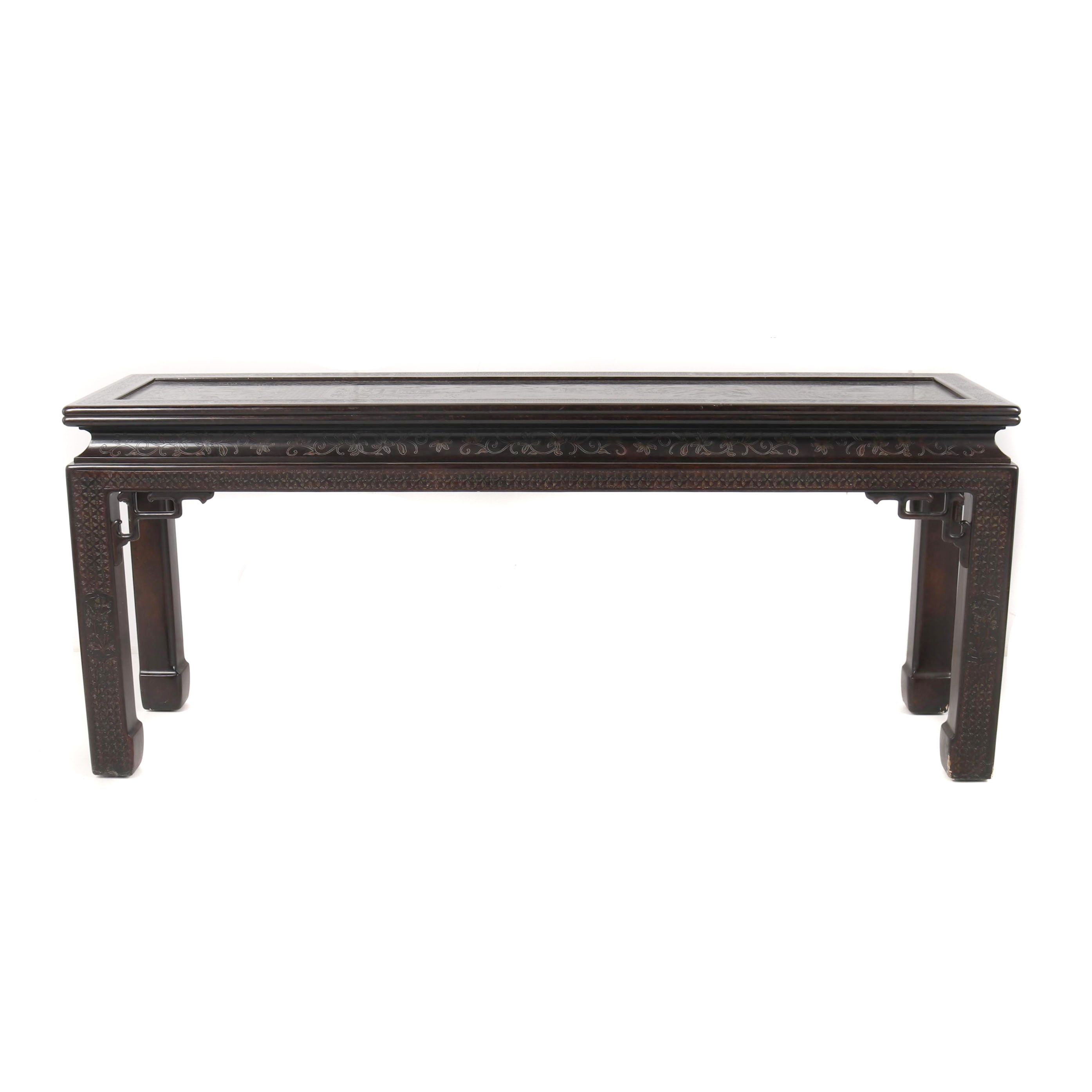 Chinese Carved Hardwood Sofa Table, Mid/Late 20th Century