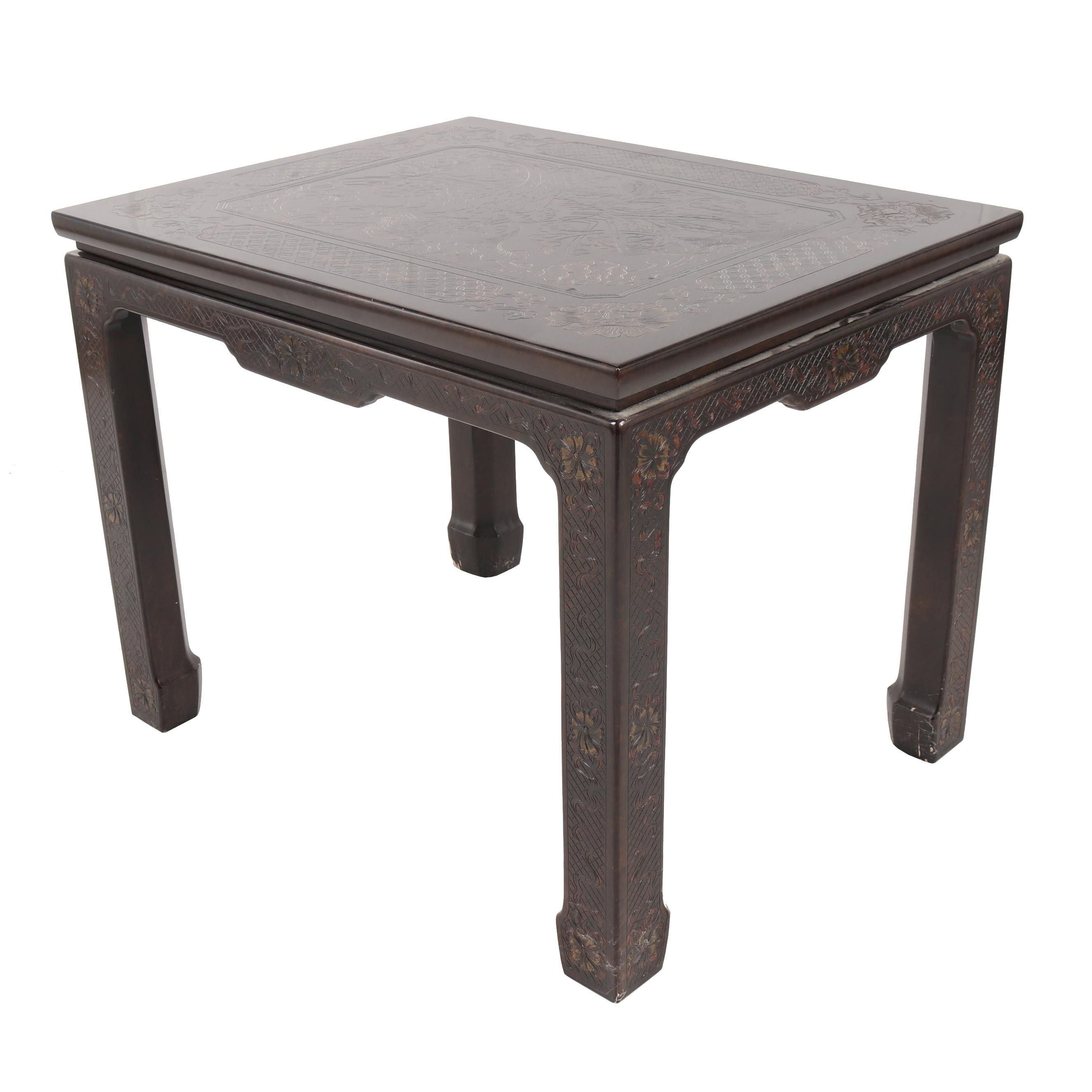 Chinese Carved Hardwood Side Table, Mid/Late 20th Century