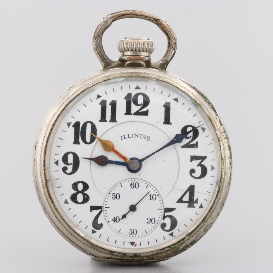 Illinois Railroad Grade Gold Filled Open Face, Dual Time Zone Pocket Watch,1925