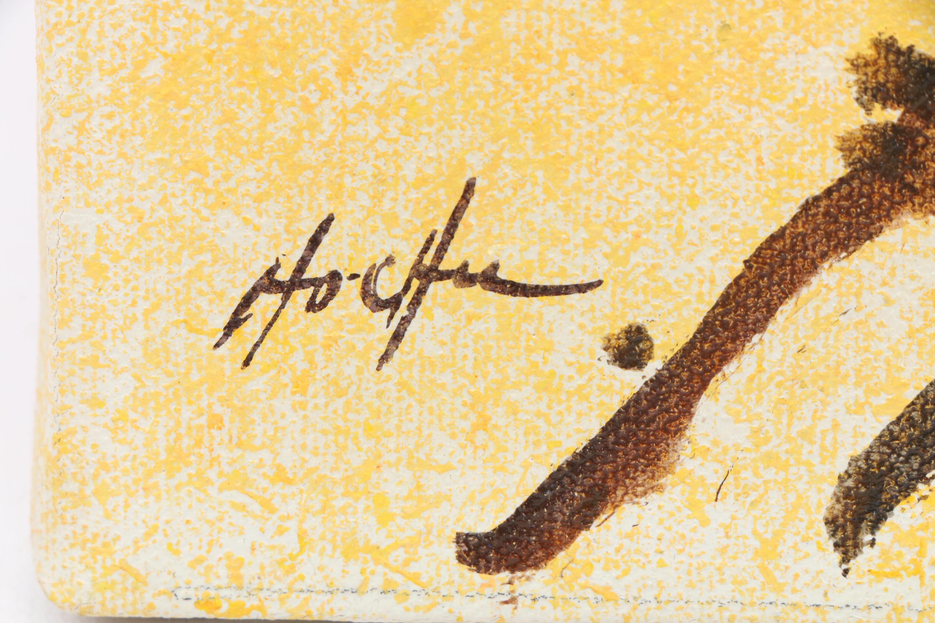 Ho-Chu Mid-Century East Asian Inspired Acrylic Paintings