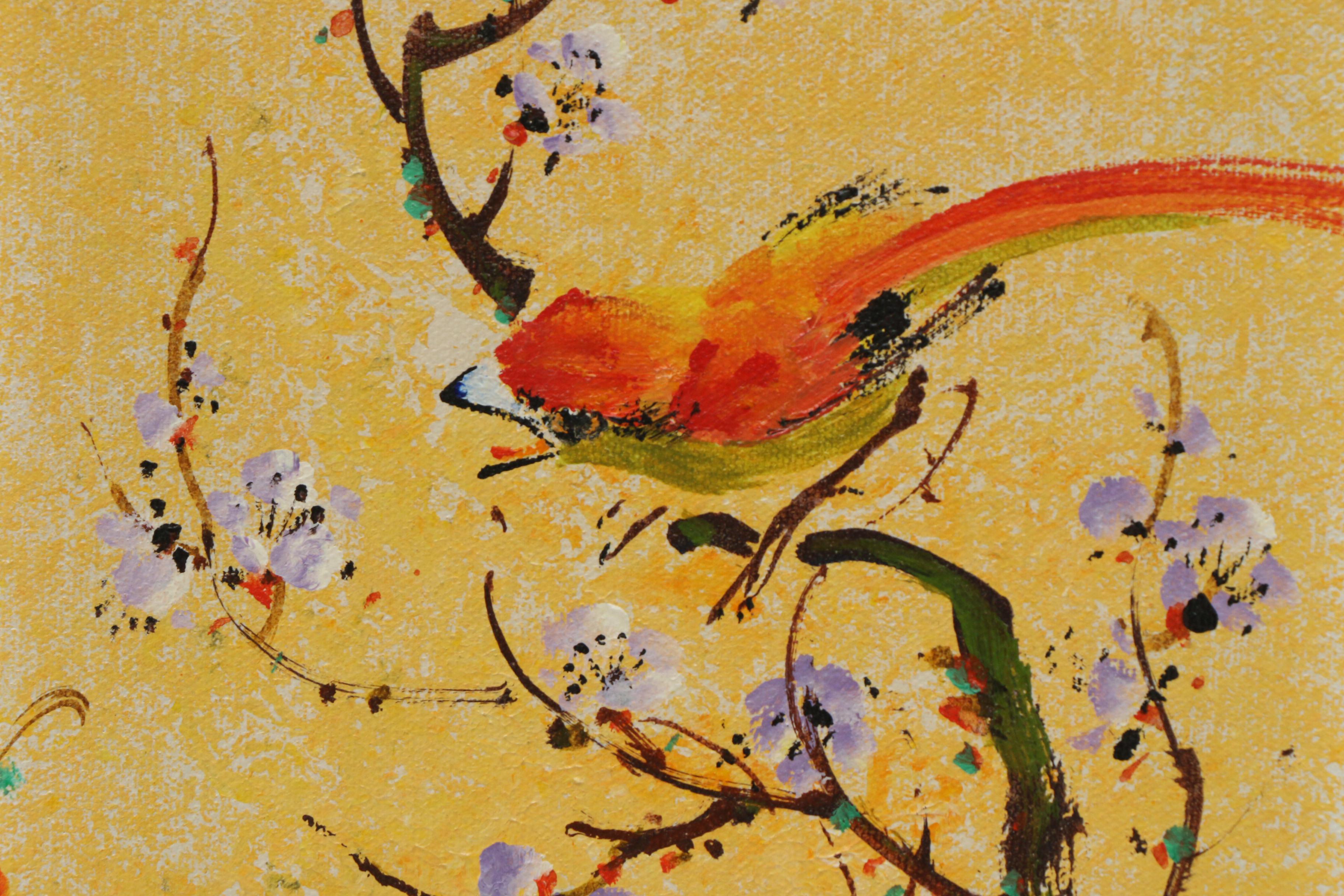 Ho-Chu Mid-Century East Asian Inspired Acrylic Paintings