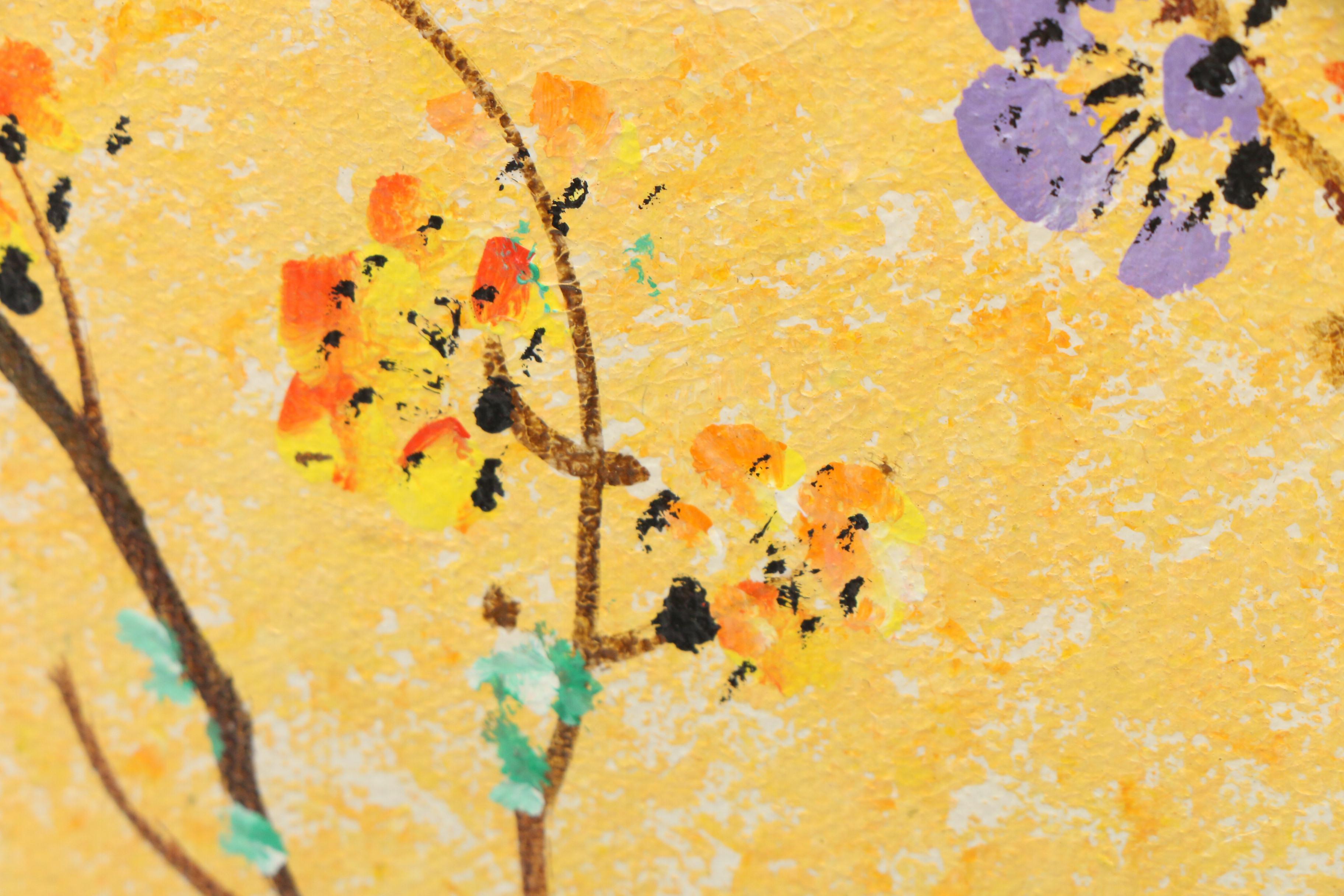 Ho-Chu Mid-Century East Asian Inspired Acrylic Paintings