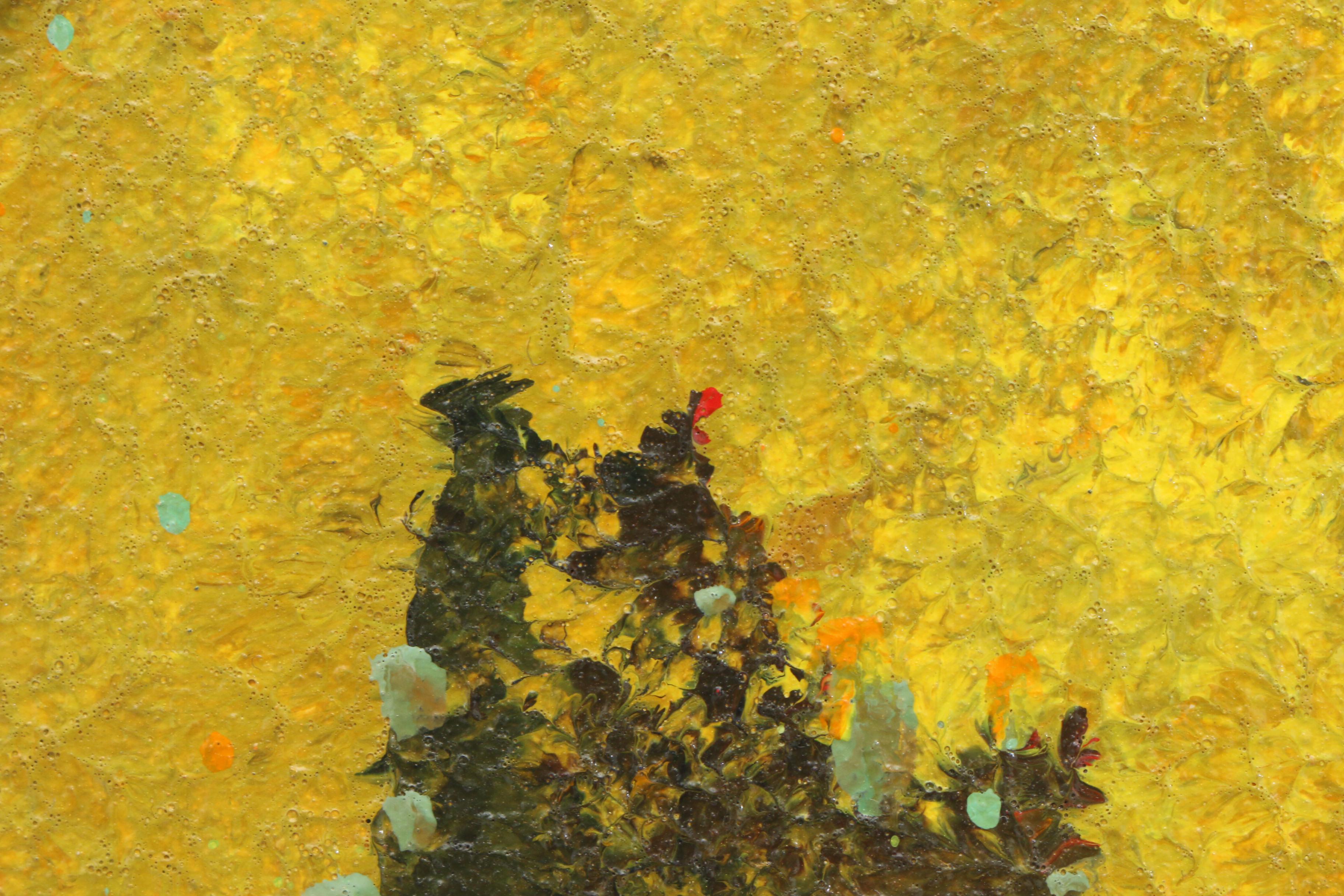 Ho-Chu Mid-Century East Asian Inspired Acrylic Paintings