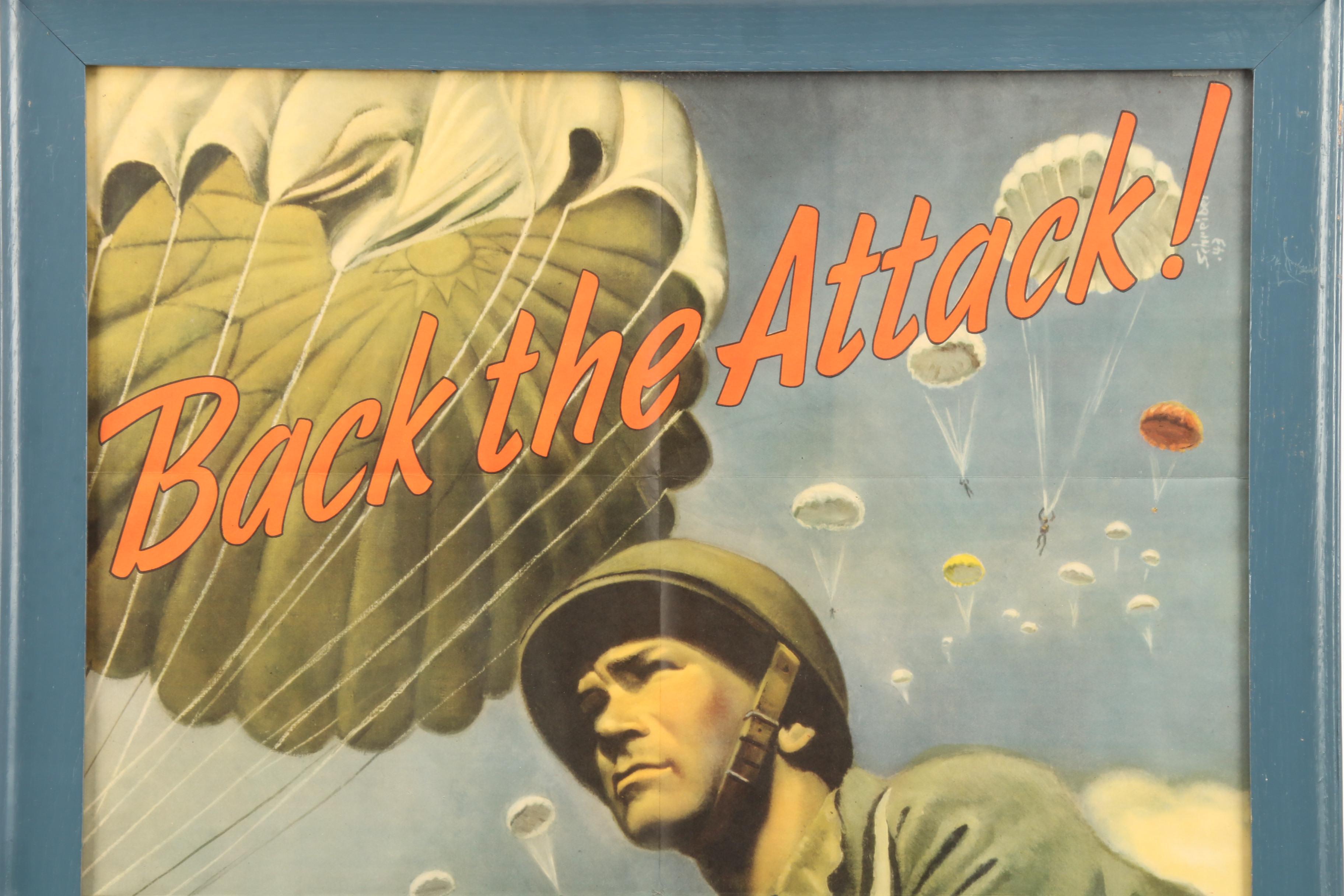 1943 War Bond Poster Designed by Georges Schreiber "Back the Attack!"