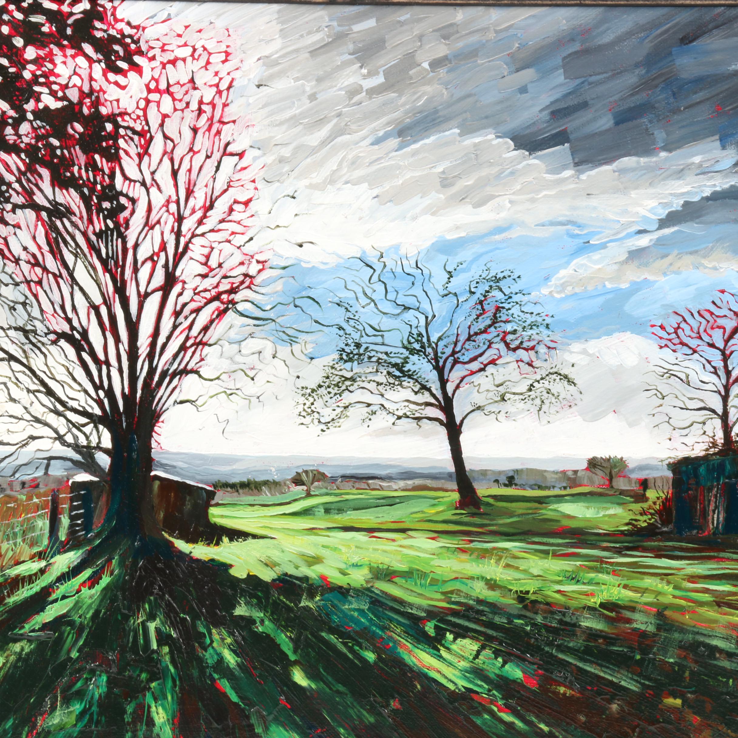 Carl Bevan Abstract Oil Painting of Pastoral Scene