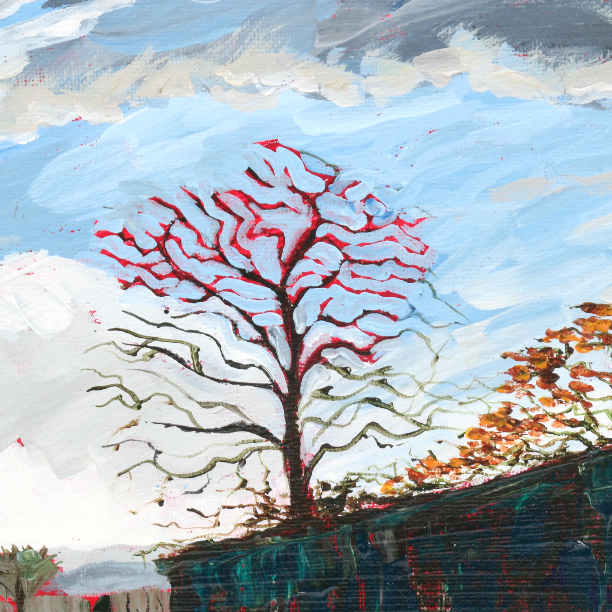 Carl Bevan Abstract Oil Painting of Pastoral Scene