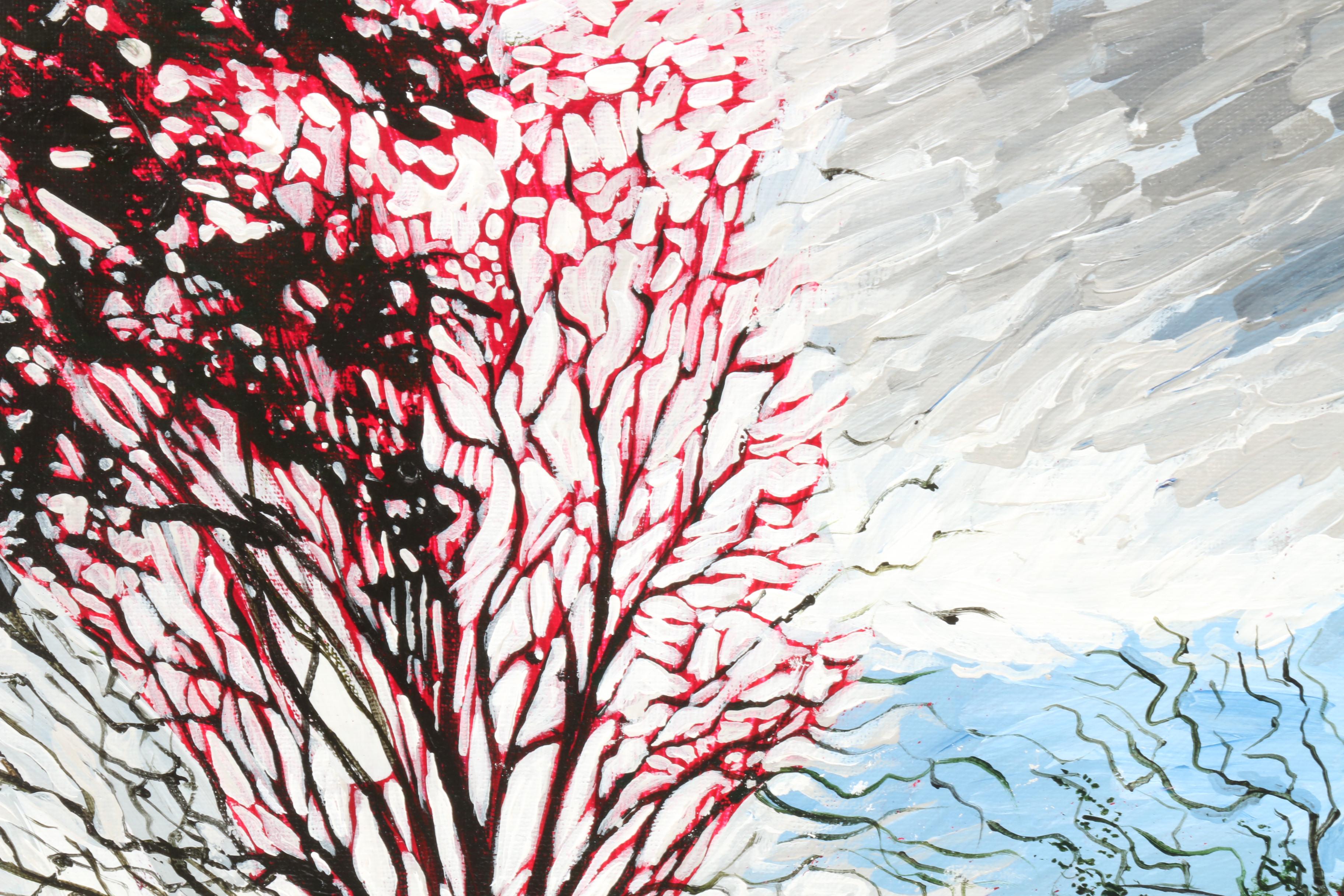 Carl Bevan Abstract Oil Painting of Pastoral Scene