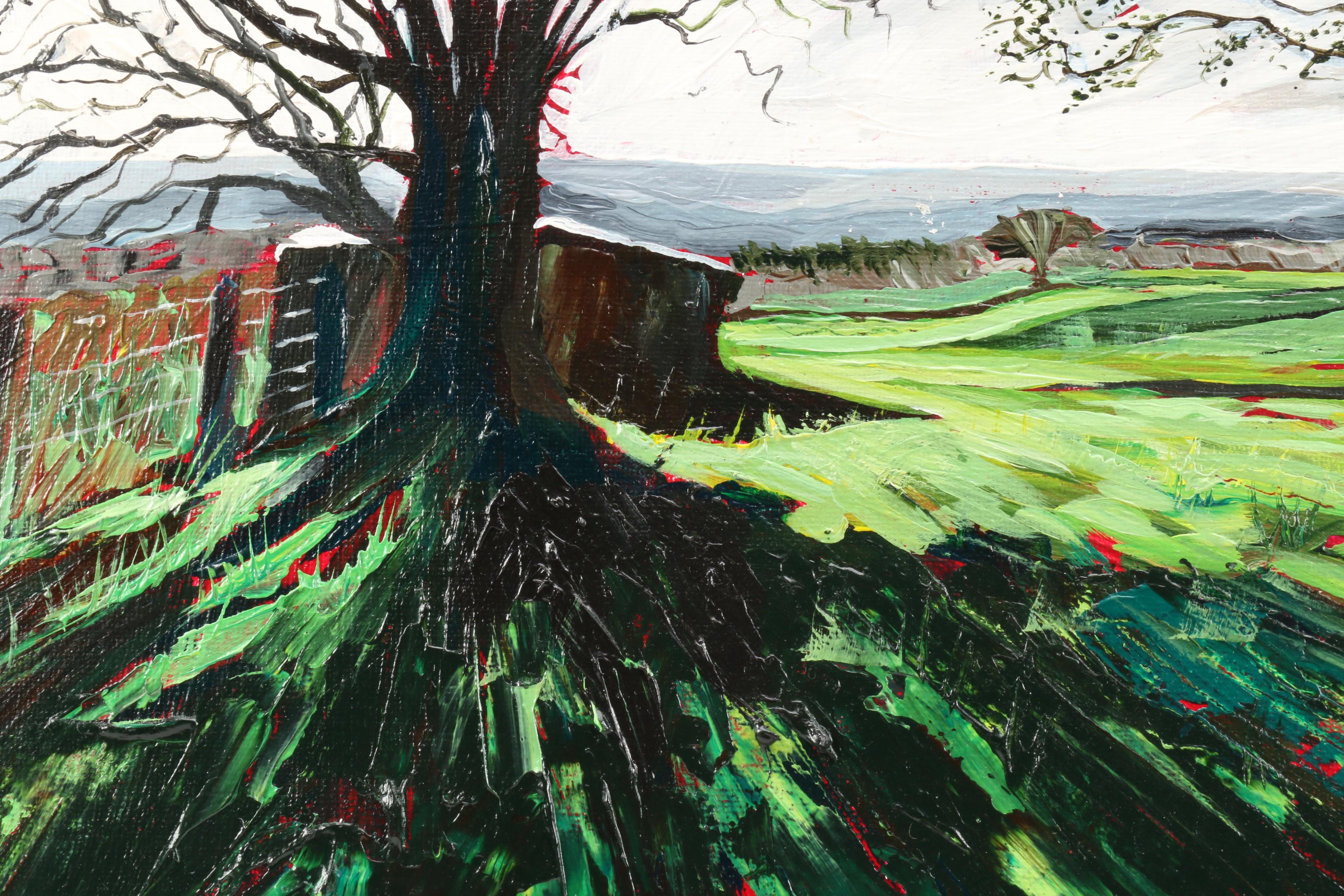 Carl Bevan Abstract Oil Painting of Pastoral Scene