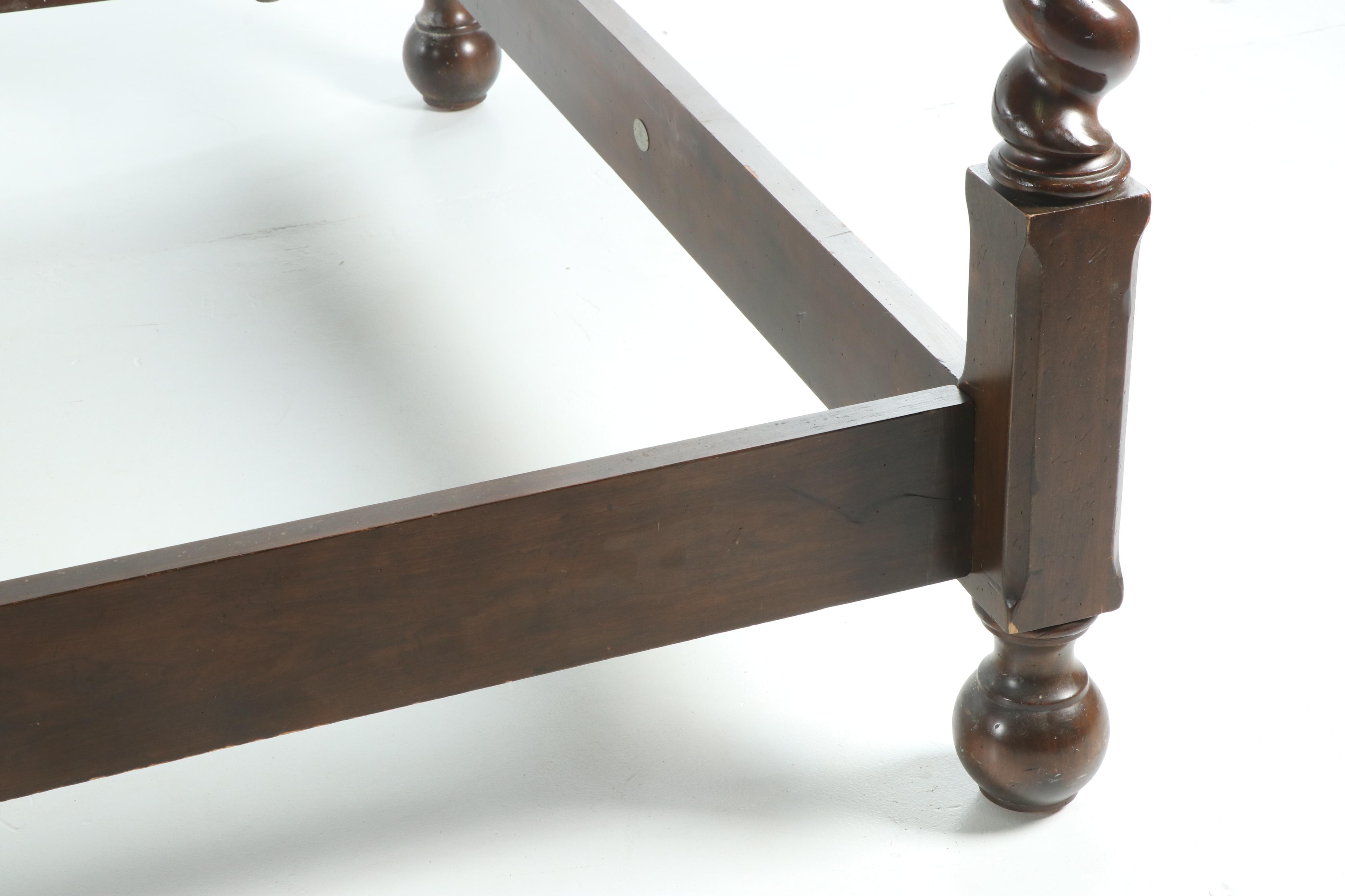 Mahogany Stained Barley Twist Queen Size Canopy Bed By Baker Furniture, 20th C.