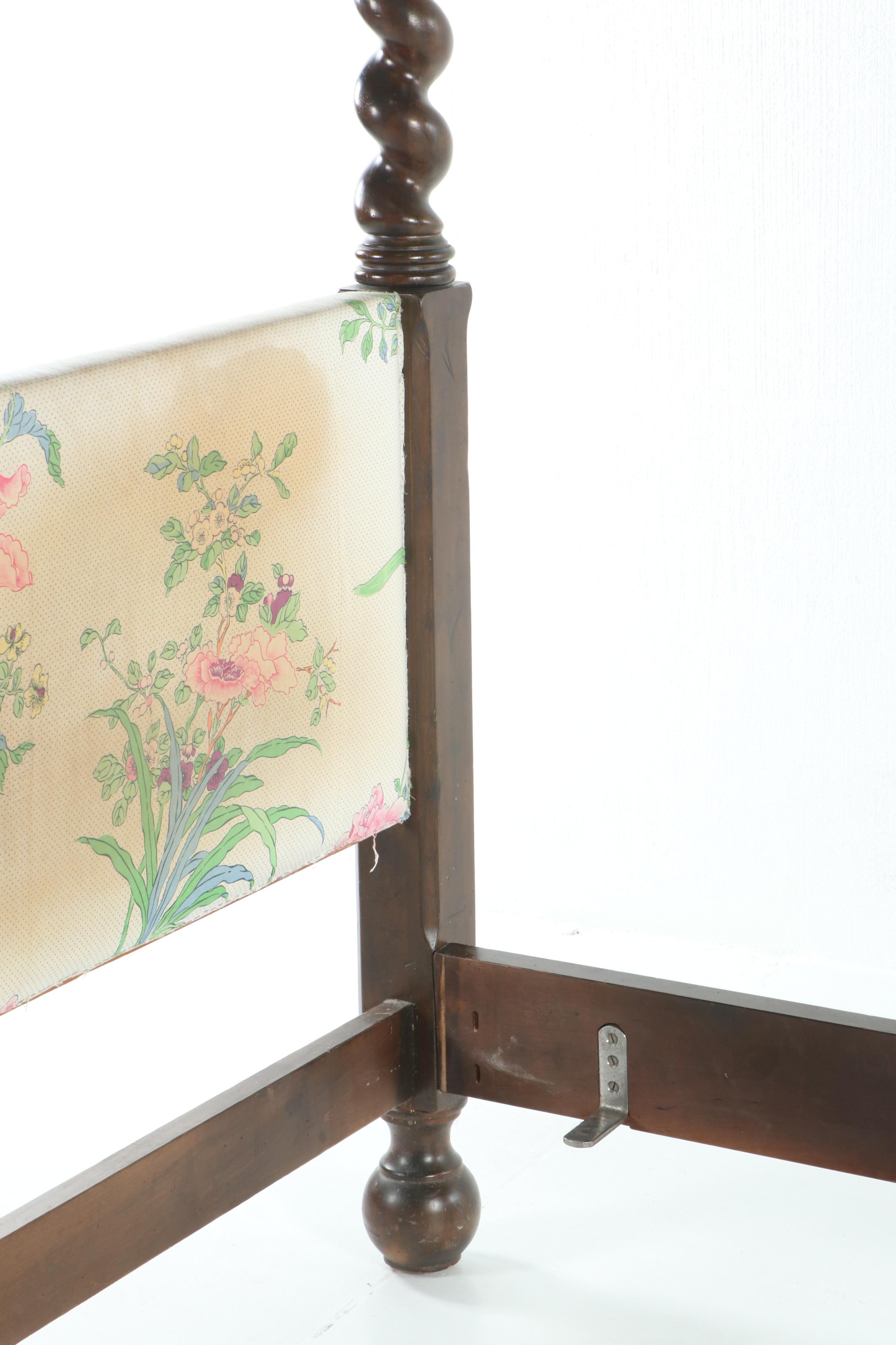 Mahogany Stained Barley Twist Queen Size Canopy Bed By Baker Furniture, 20th C.