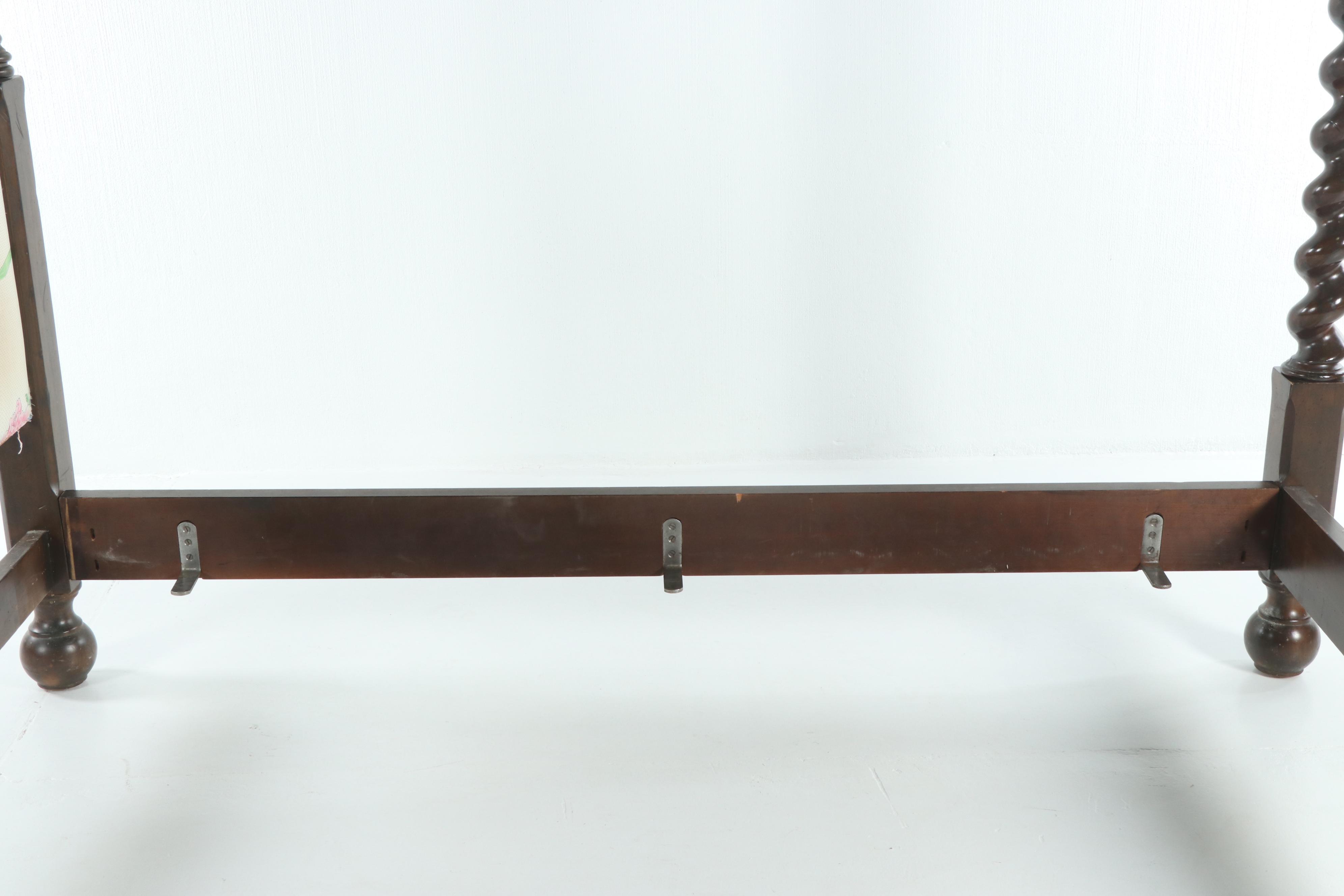 Mahogany Stained Barley Twist Queen Size Canopy Bed By Baker Furniture, 20th C.