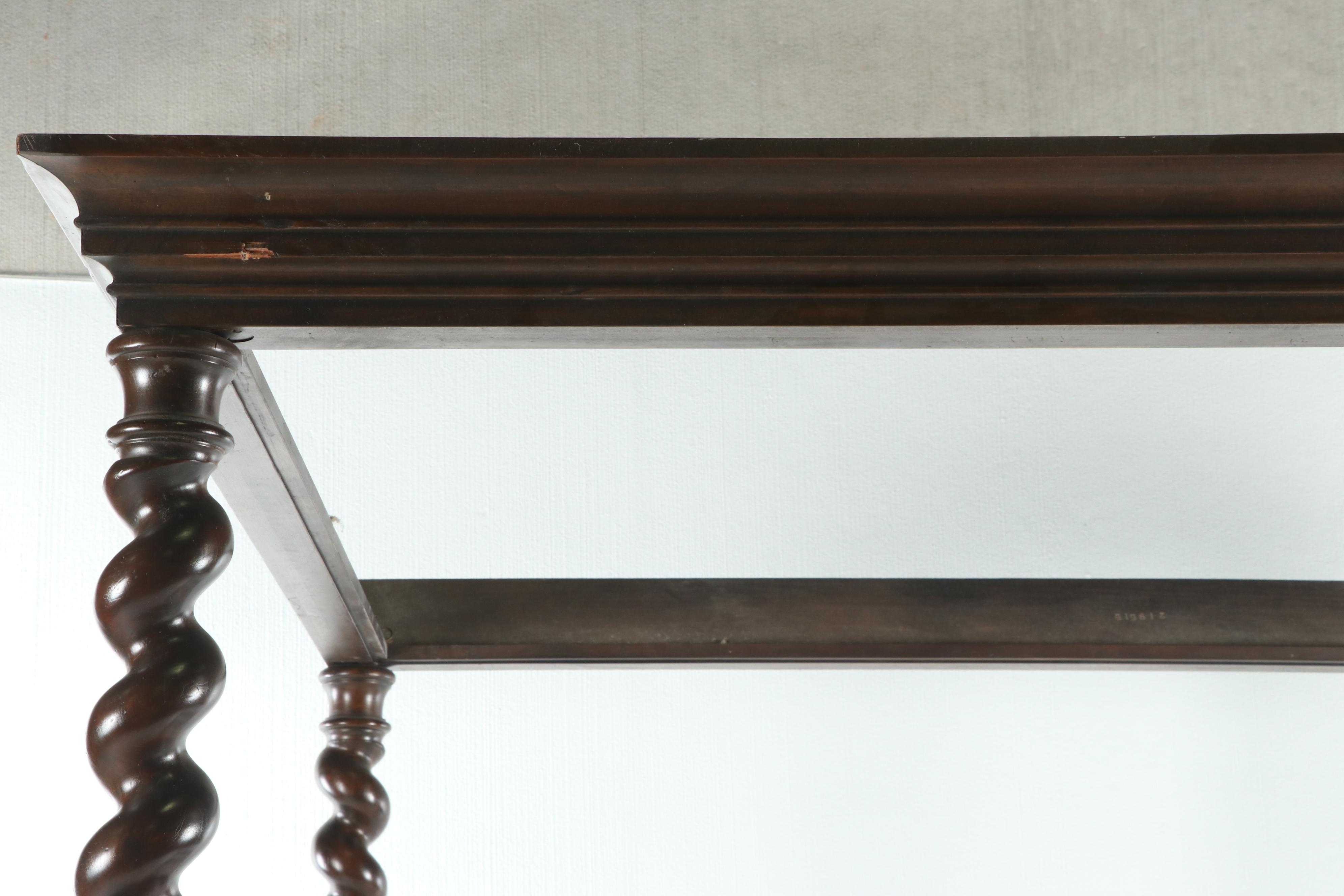 Mahogany Stained Barley Twist Queen Size Canopy Bed By Baker Furniture, 20th C.