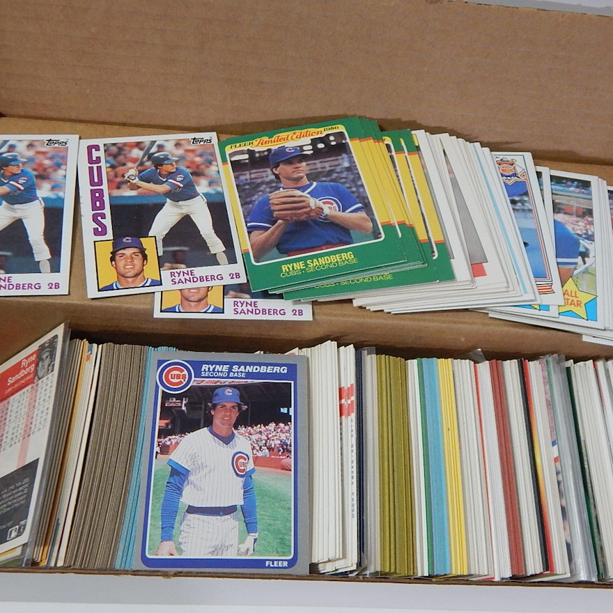 Over 300 Hall of Fame Ryne Sandberg Baseball Cards with Rookies and Inserts