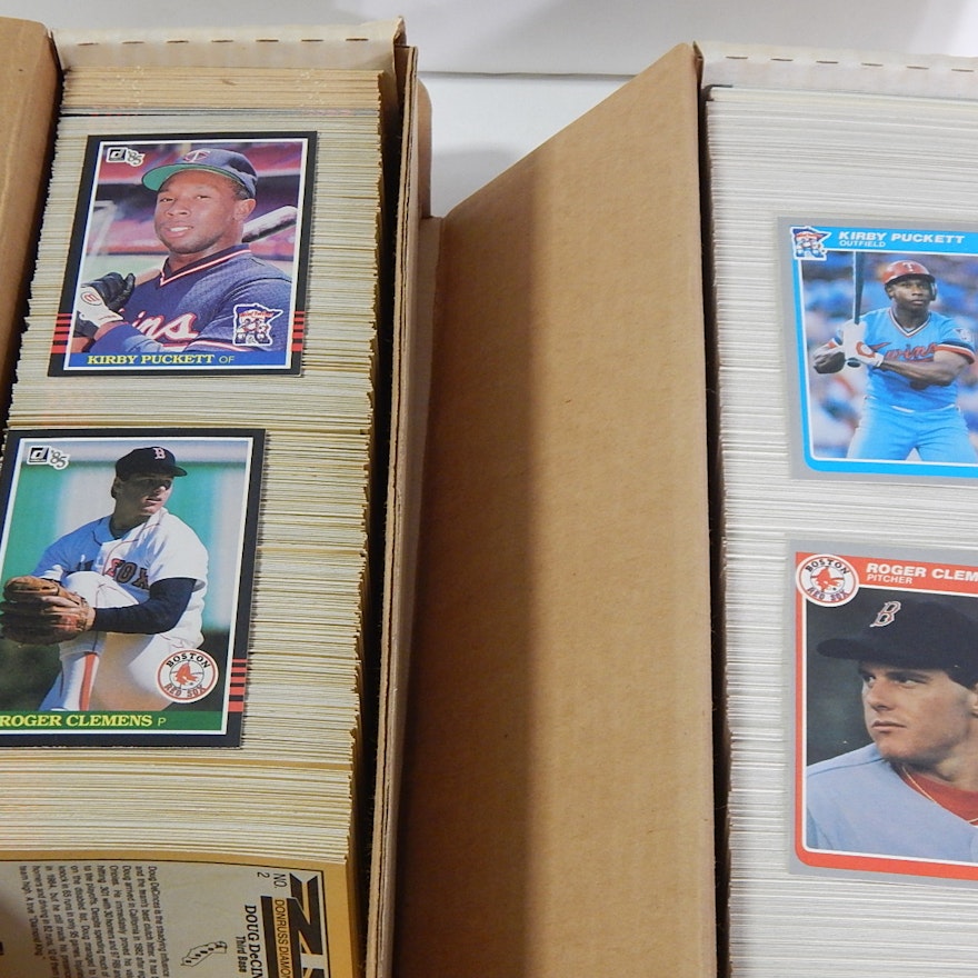 1985 Donruss and Fleer Baseball Card Sets with Clemens and Puckett Rookies