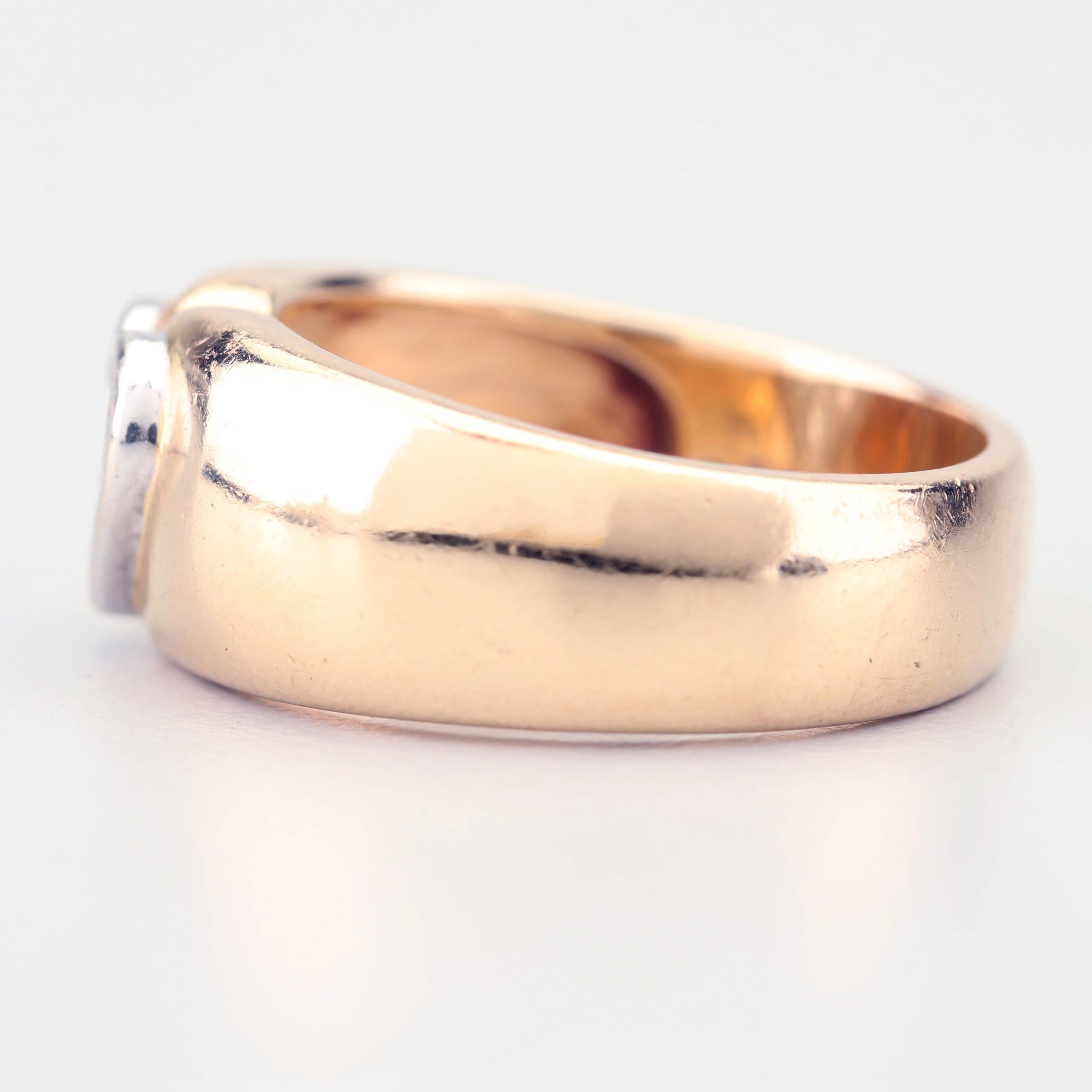 18K Yellow Gold and Diamond Heart Band