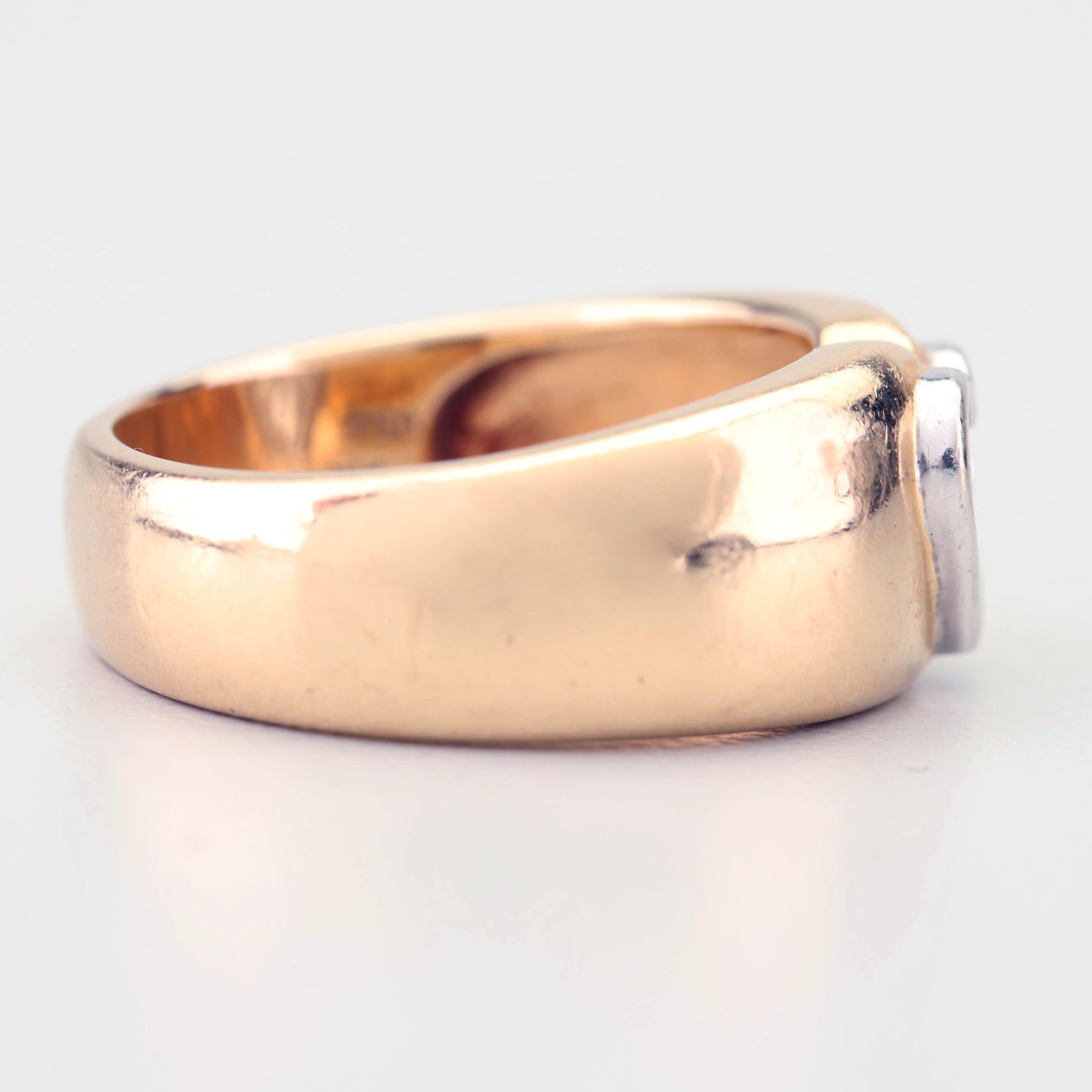 18K Yellow Gold and Diamond Heart Band