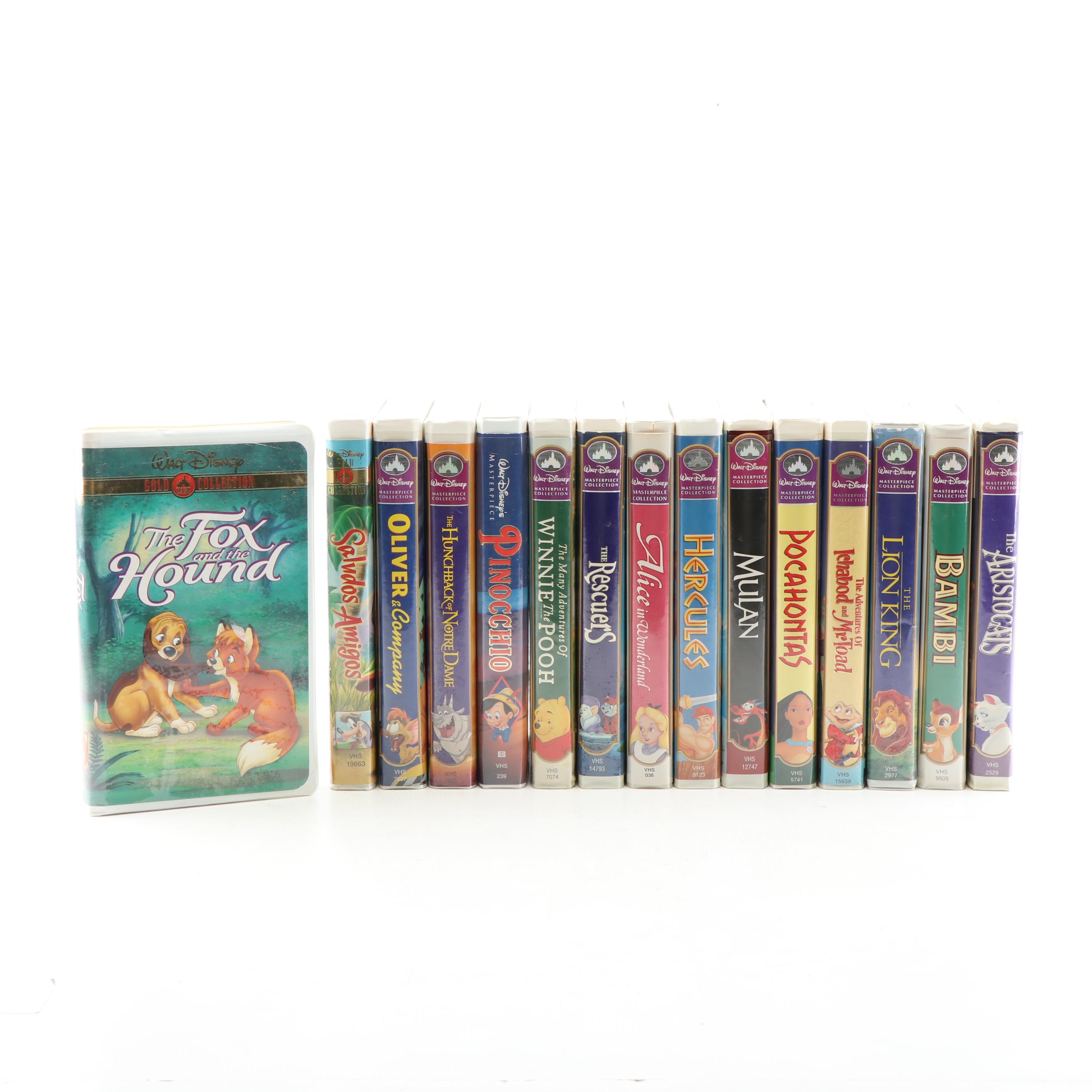 Disney VHS Tapes including "Fox and the Hound" and "Alice in Wonderland"