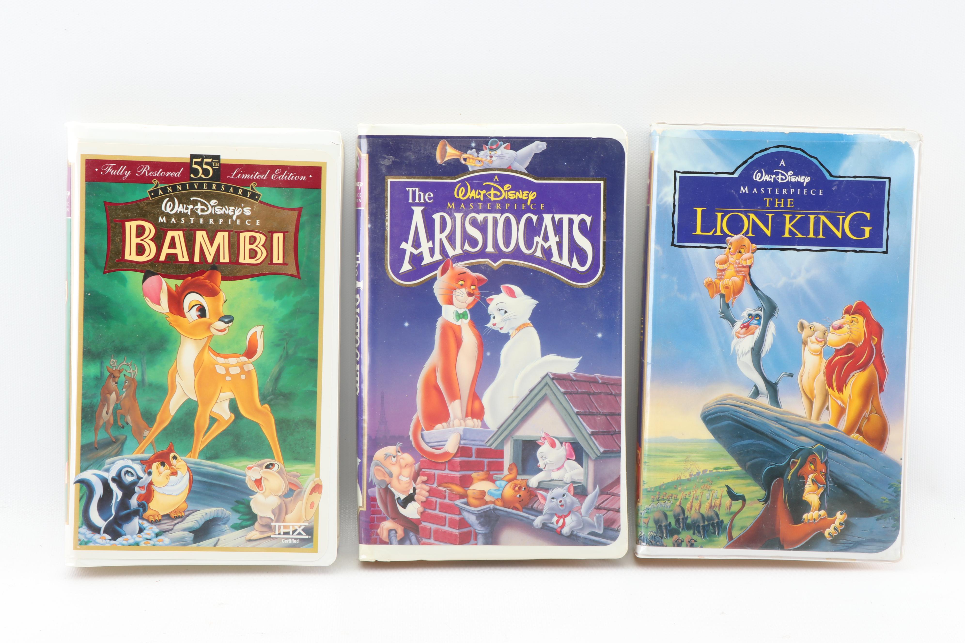 Disney VHS Tapes including "Fox and the Hound" and "Alice in Wonderland"