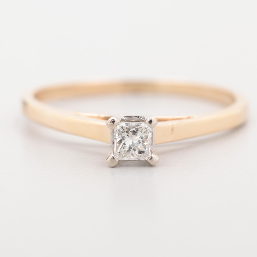 14K Yellow Gold Diamond Solitaire Ring