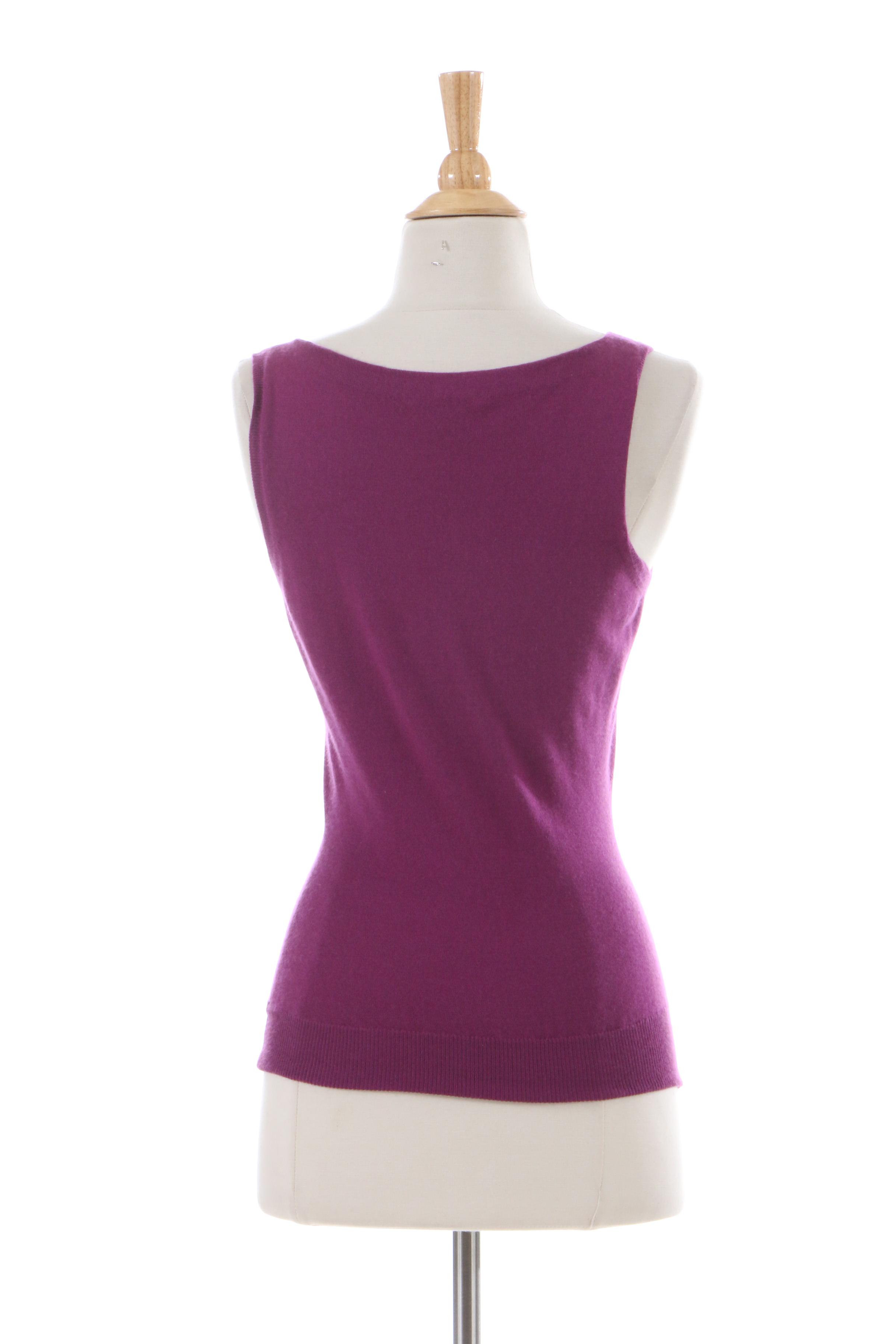 Louis Vuitton Paris Magenta Cashmere V-Neck Sleeveless Sweater, Made in Italy