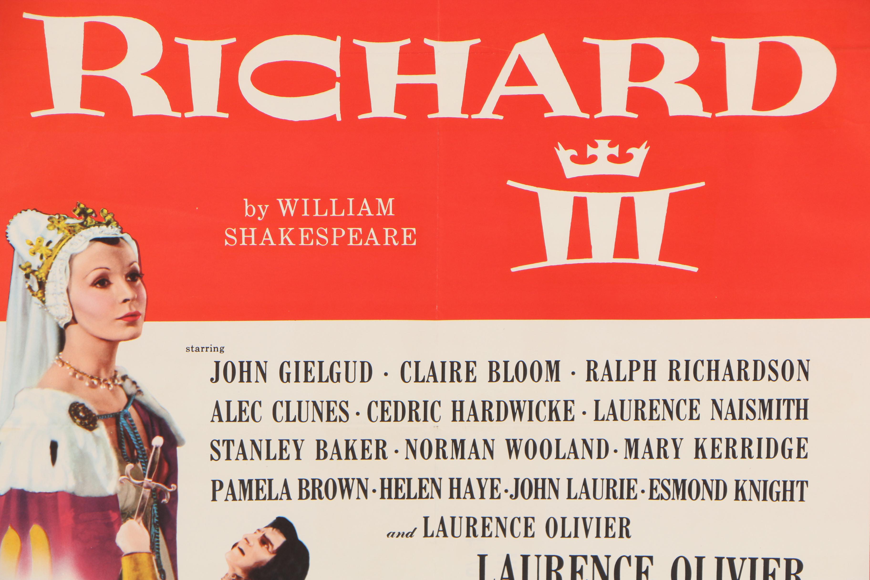 "Richard III" with Laurence Olivier Theatrical Release One Sheet Poster, 1956